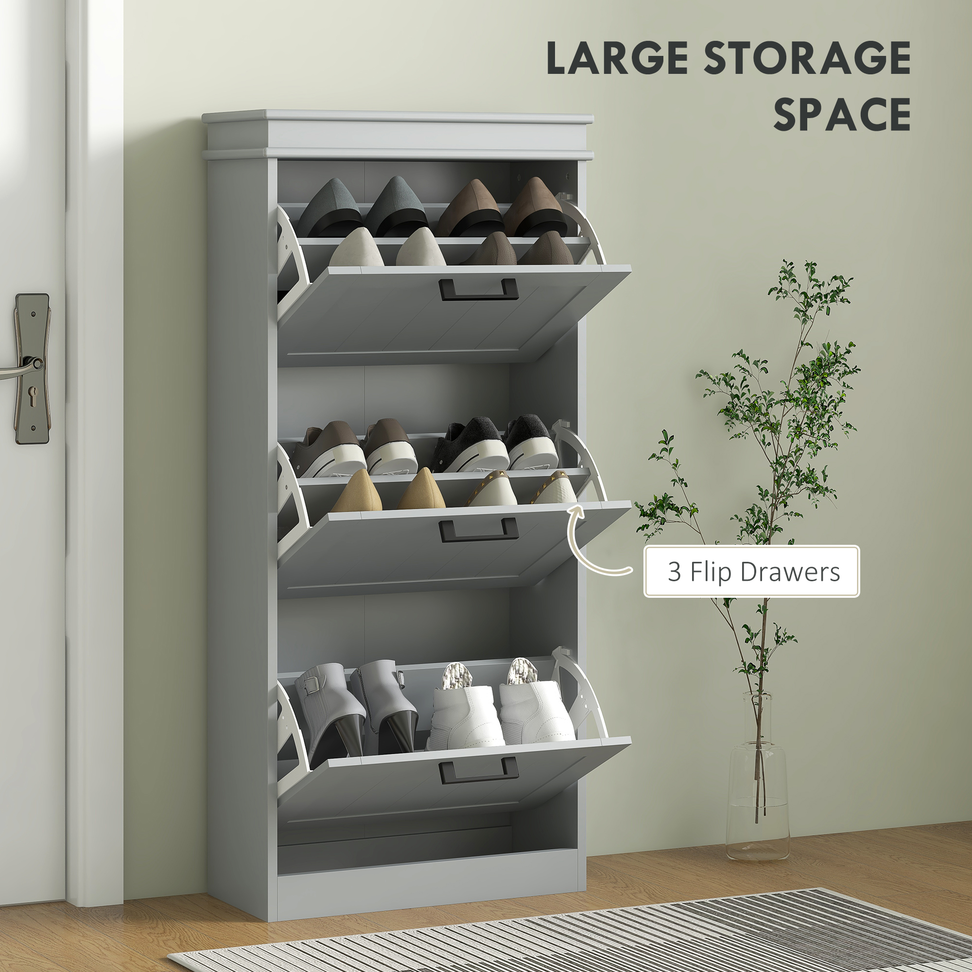 Three-Drawer Minimalistic Shoe Cabinet - Grey — image 3