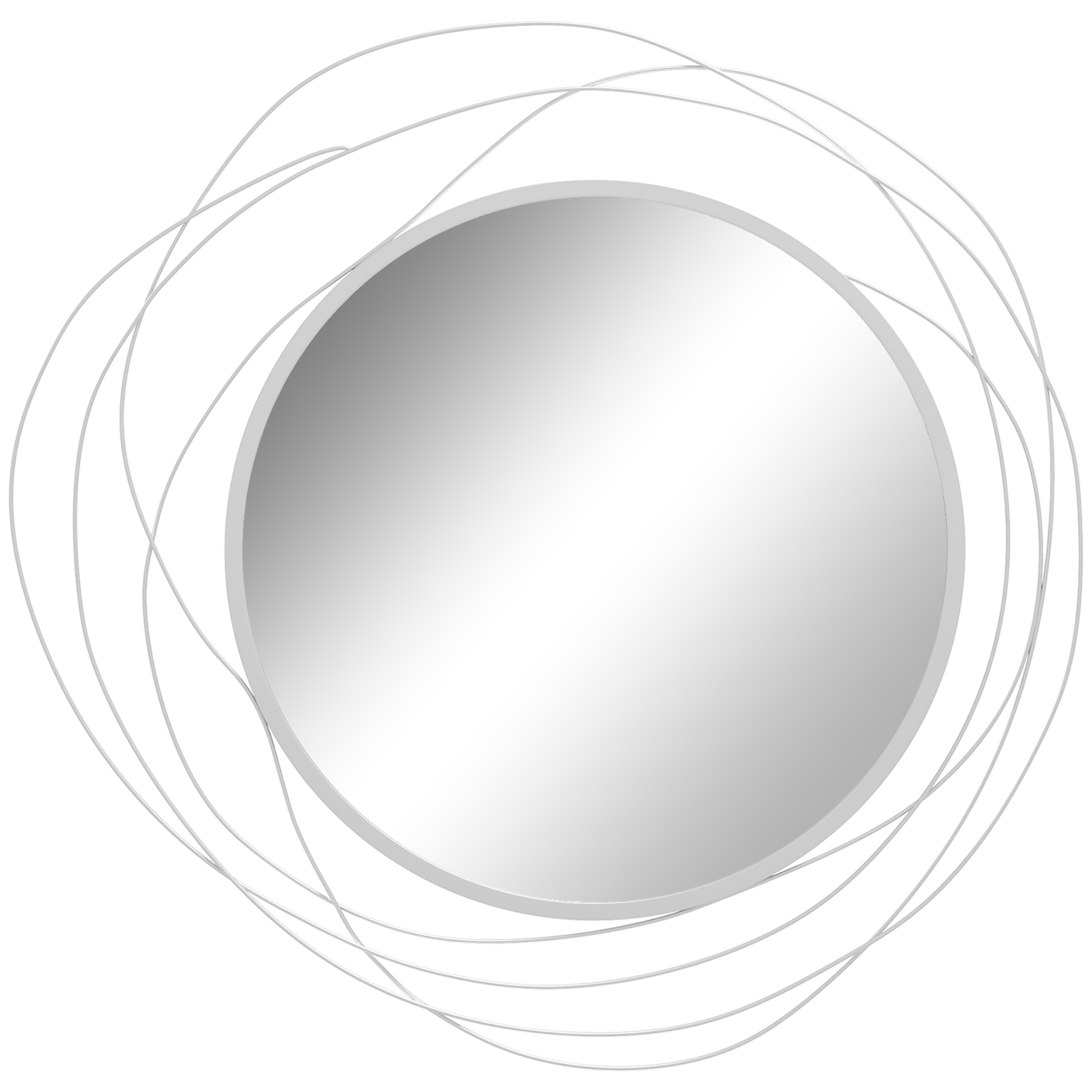 Abstract Metal Wire Wall Mirror, With Accessories - Silver - Image 1
