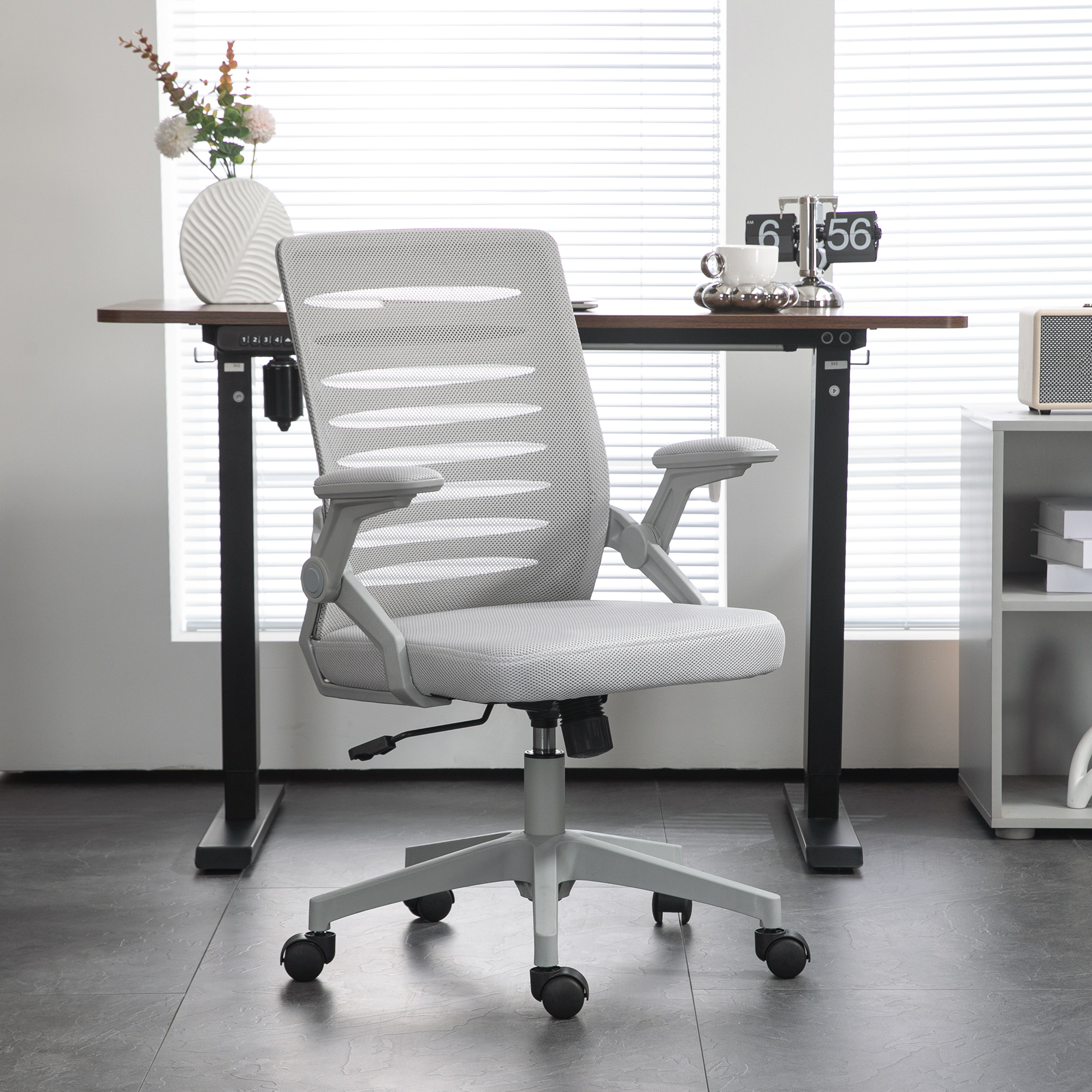 Vinsetto 44-53.5cm Adjustable Height Work Chair, With Mesh Back - Grey — image 2