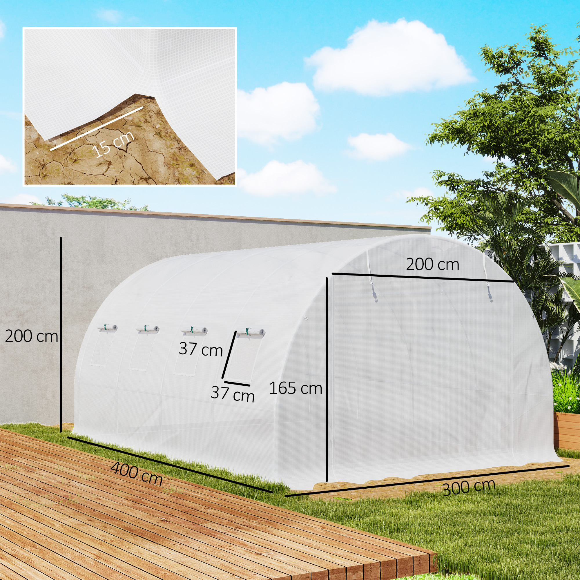 4 X 3 X 2m Polytunnel Greenhouse Replacement Cover ONLY Winter Garden Plant PE — image 2