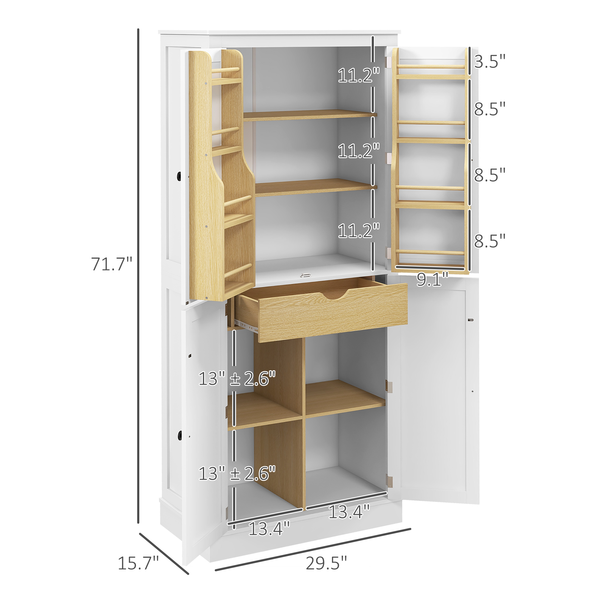 72" Kitchen Pantry Storage Cabinet view 2
