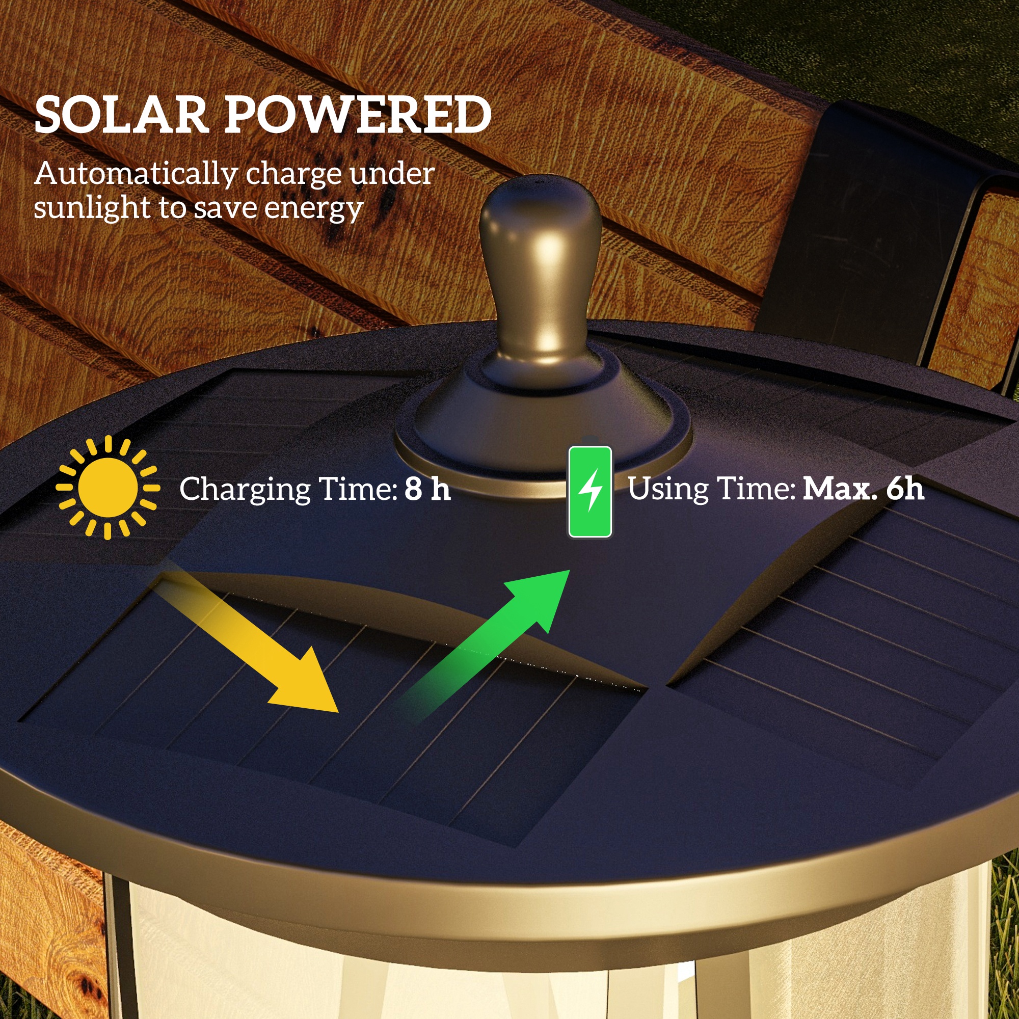 Solar Lamp Post Light, 1.3 M LED Outdoor Street Waterproof IP44 For Patio — image 4