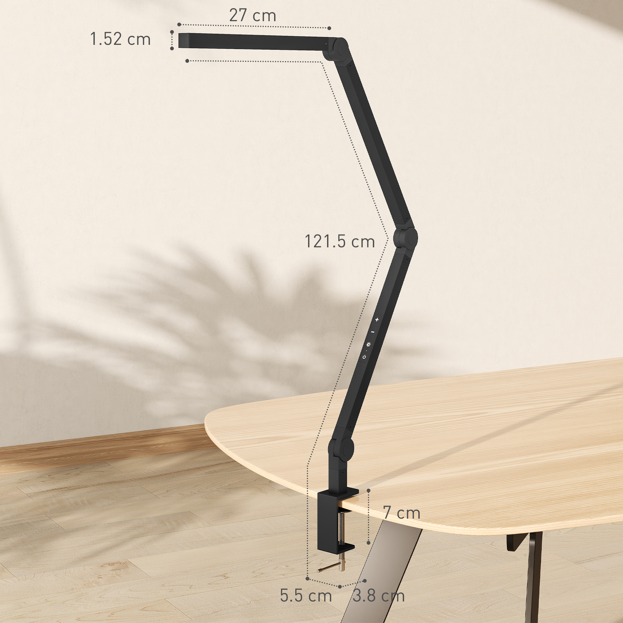 LED Desk Lamp, Dimmable Desk Light With Swing Arm And Clamp, Adjustable Eye-Caring Table Lamp With 2 Colour Modes & 5 Brightness Levels For Study, Drawing, Office, Architect, Task, Black — foto 3
