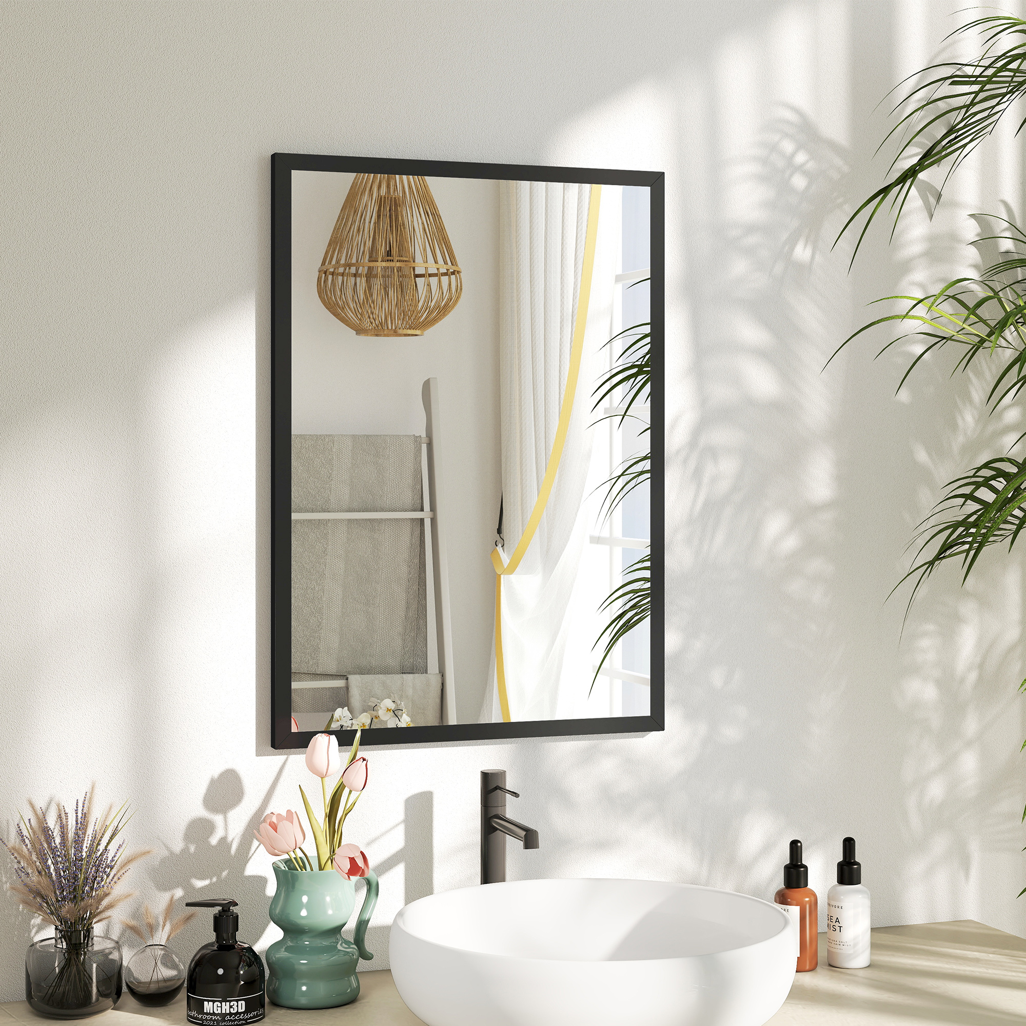Wall Bathroom Mirror, 70 X 50 Cm Wall-Mounted For Living Room, Bedroom — image 4