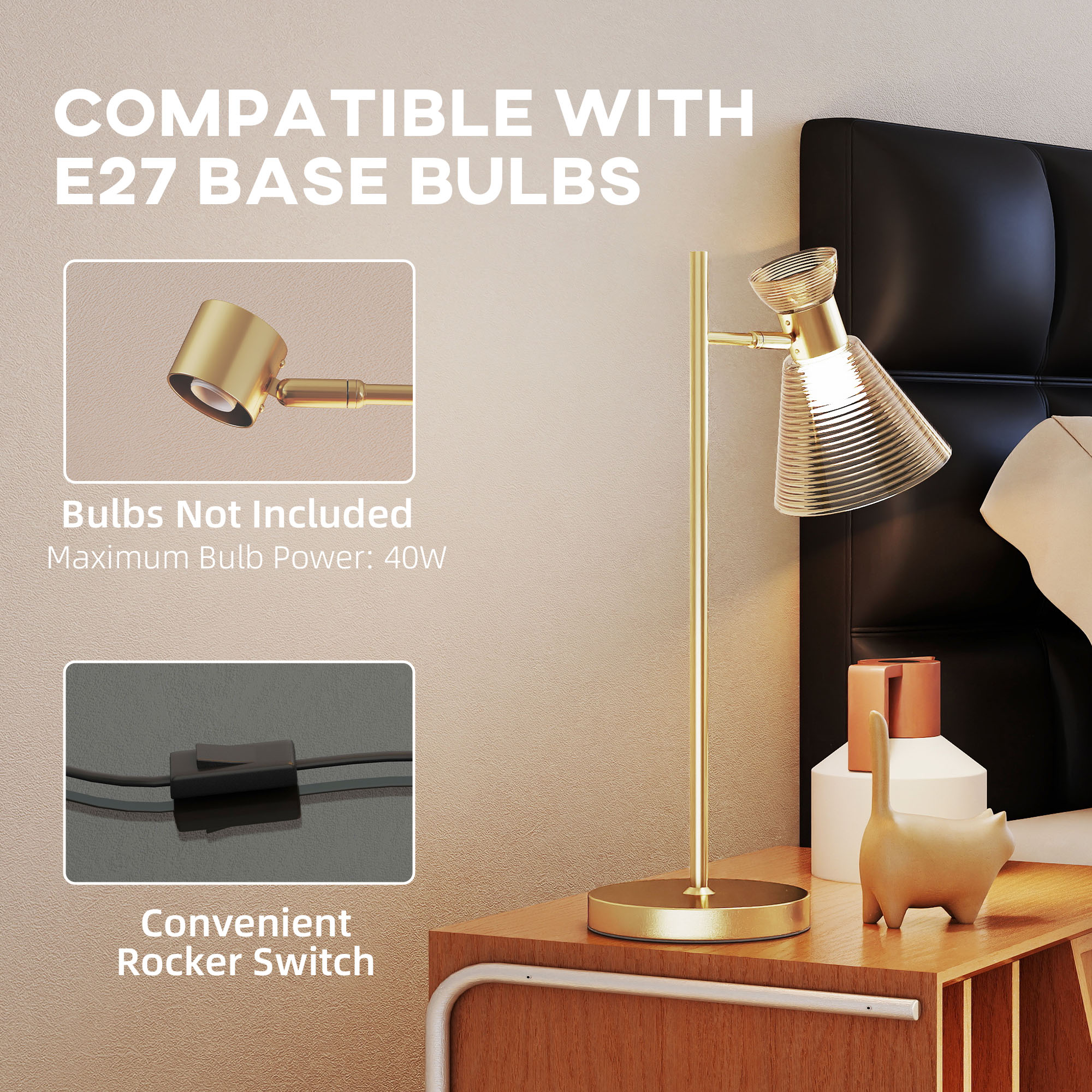 Modern Table Lamp, Bedside With Adjustable Flower-Shaped Head And E27 Socket — image 5