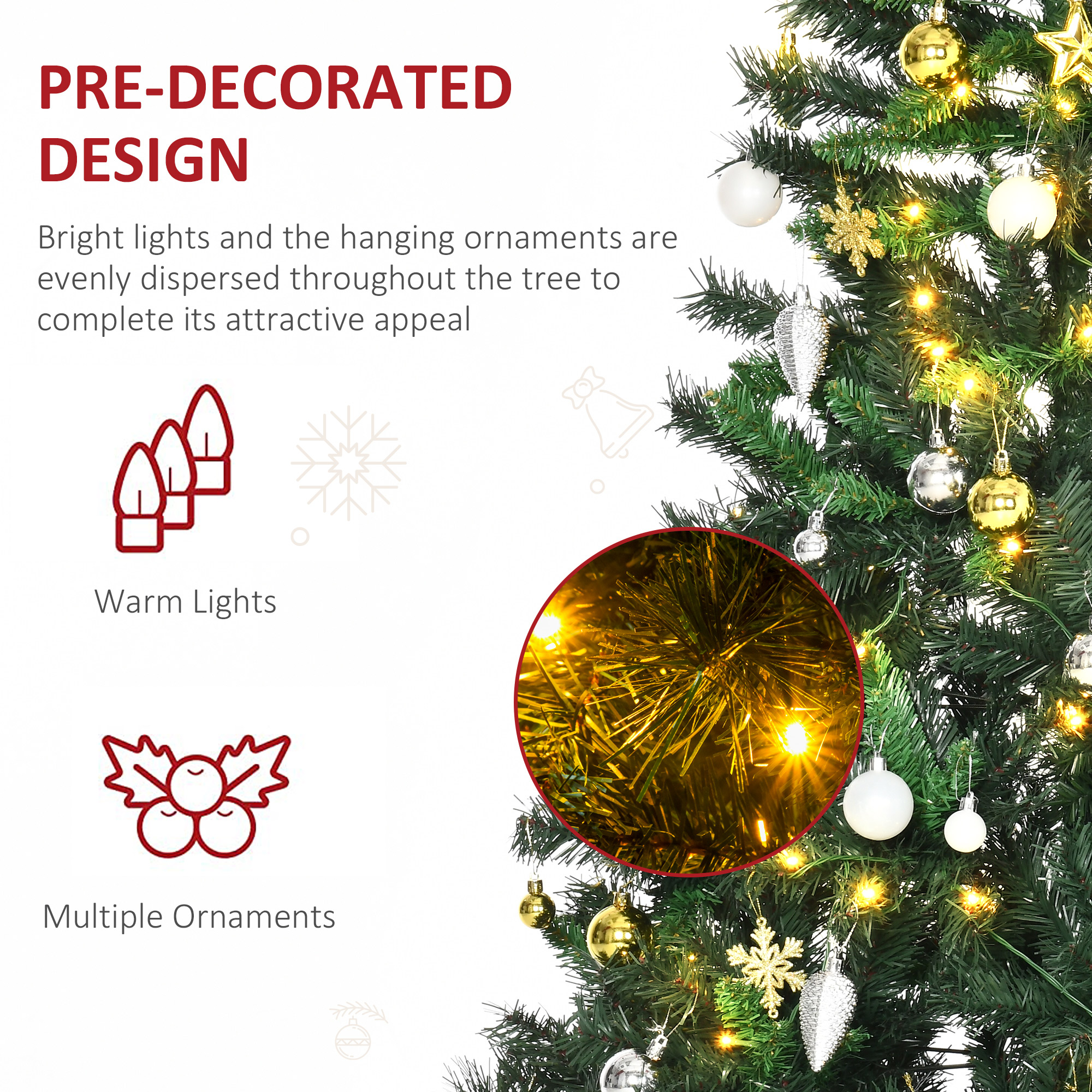 1.8m 6ft Pre-Lit Artificial Christmas Tree 200 LED Xmas Holiday Dcor — image 4