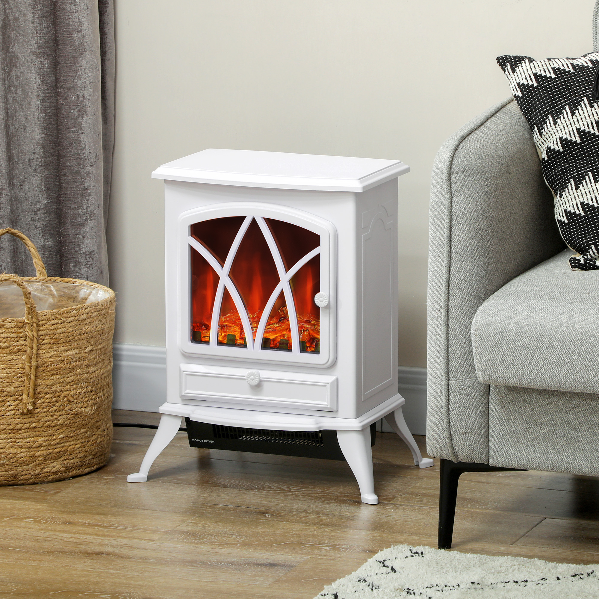 1kW-2kW Vintage Electric Fireplace Heater - White — image 5