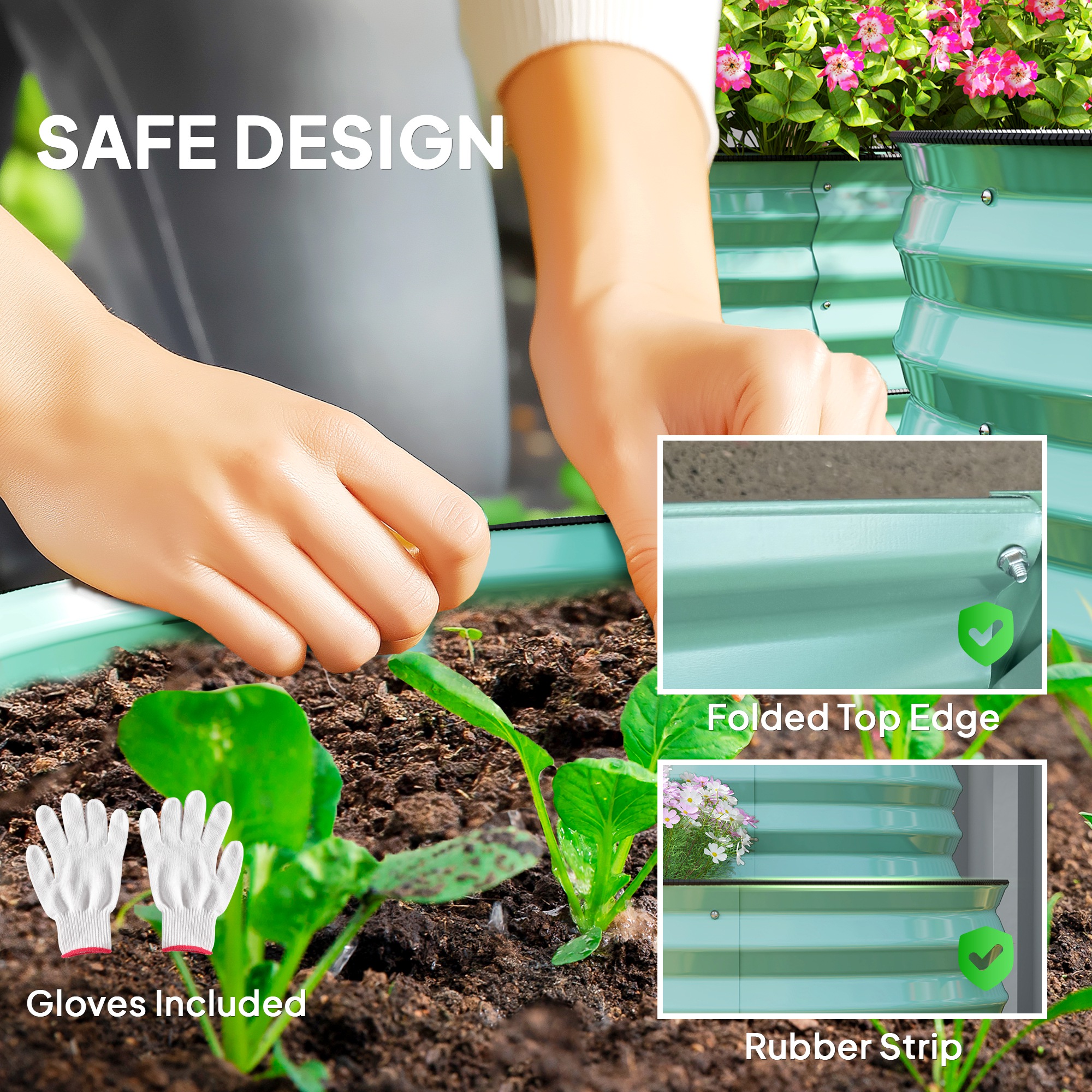 Two-tier raised garden bed showing planting tiers filled with soil and plants