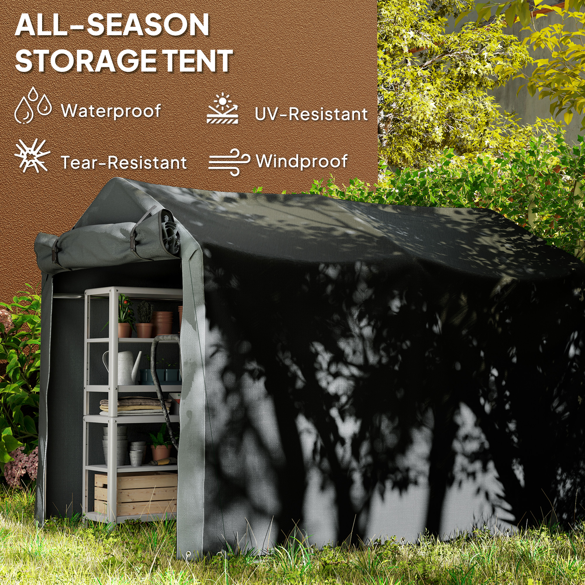 2.2 X 1.6 M Garden Storage Tent, Waterproof Anti-UV Bike With Roll-up Zipper — image 3