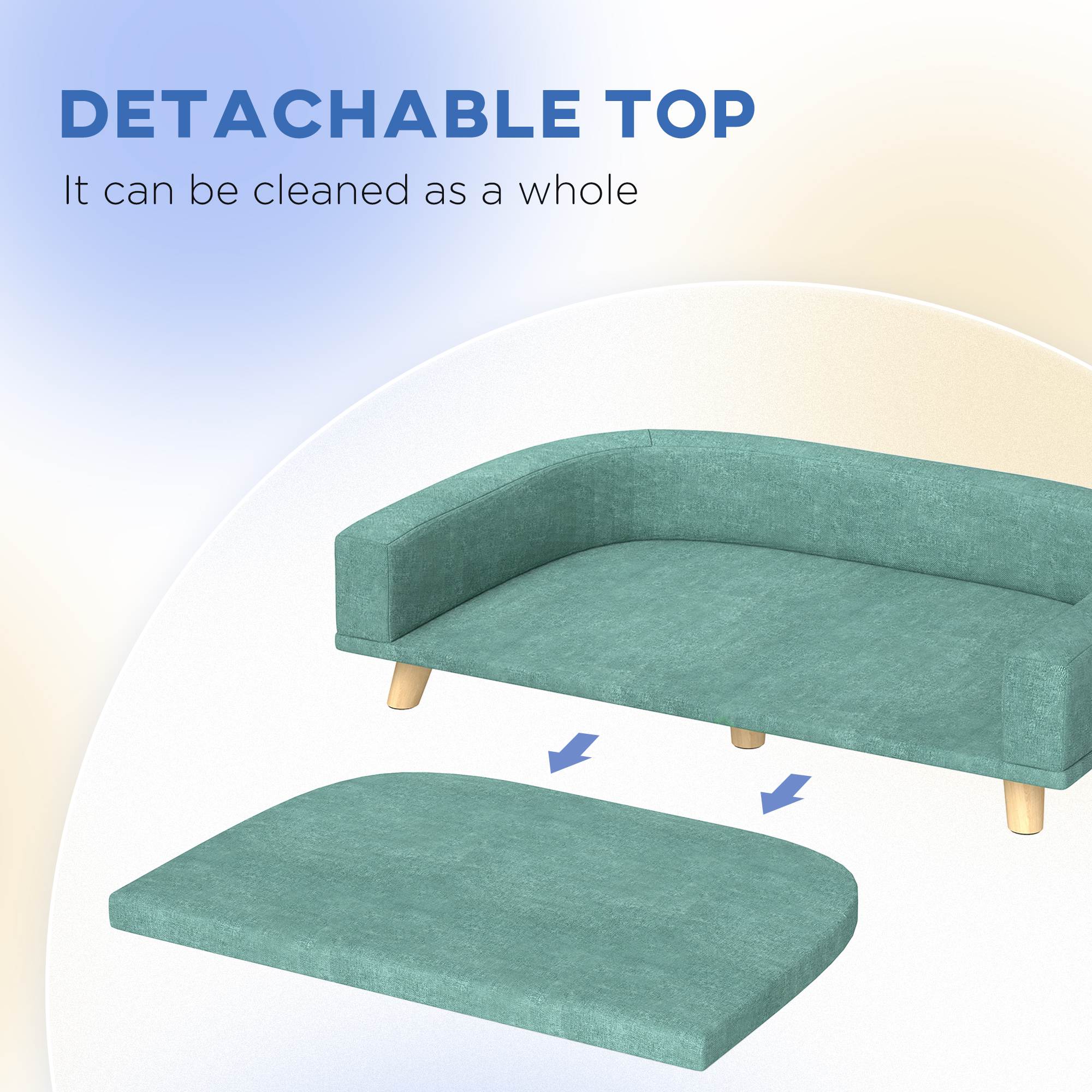  Dog Sofa Couch Bed with Washable Cushion for Large Dogs, Cats, Green
