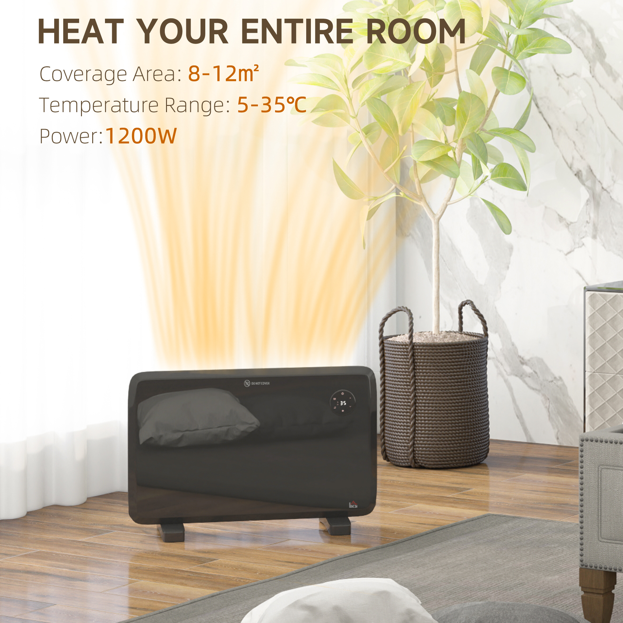 1.2kW Freestand On-Wall Electric Convector Heater, With Adjustable Thermostat — image 2