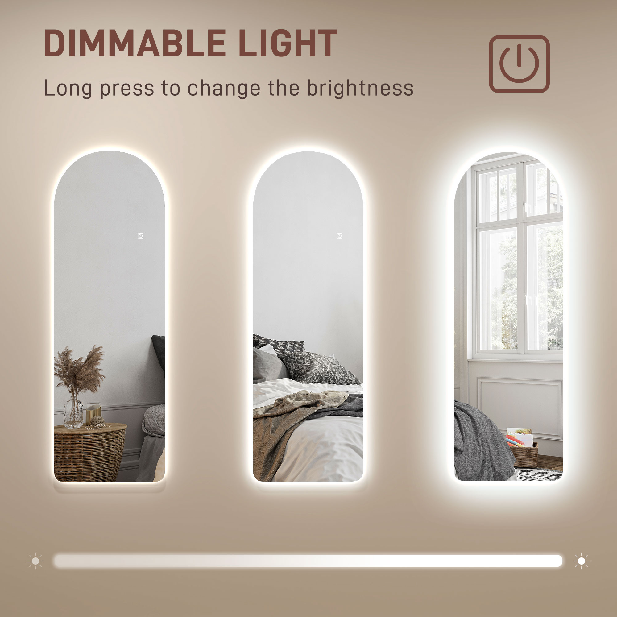 120 X 40cm Arch Mirror, With LED Lights — image 4