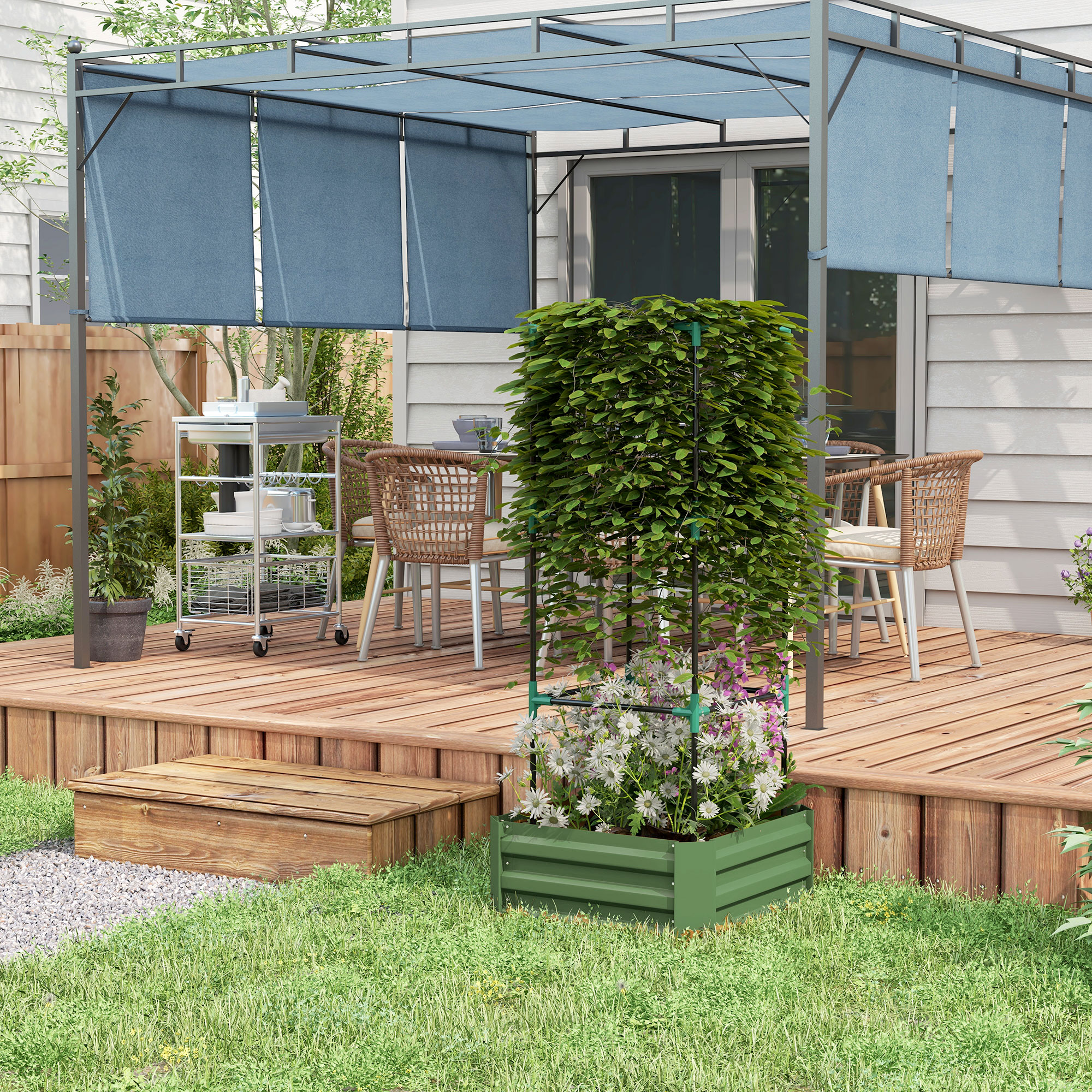Galvanized Raised Garden Bed with Trellis