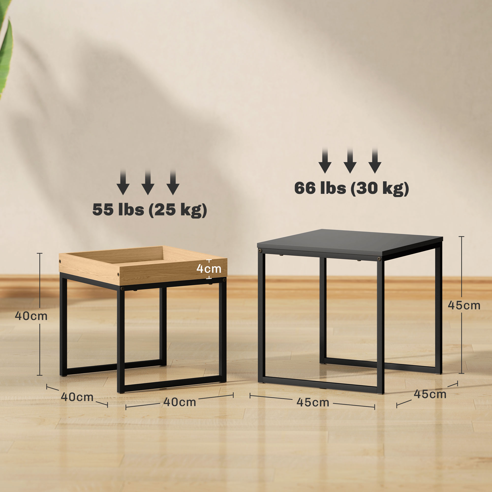Set Of Two Boxy Nesting Tables - Black/Wood-Effect — image 5