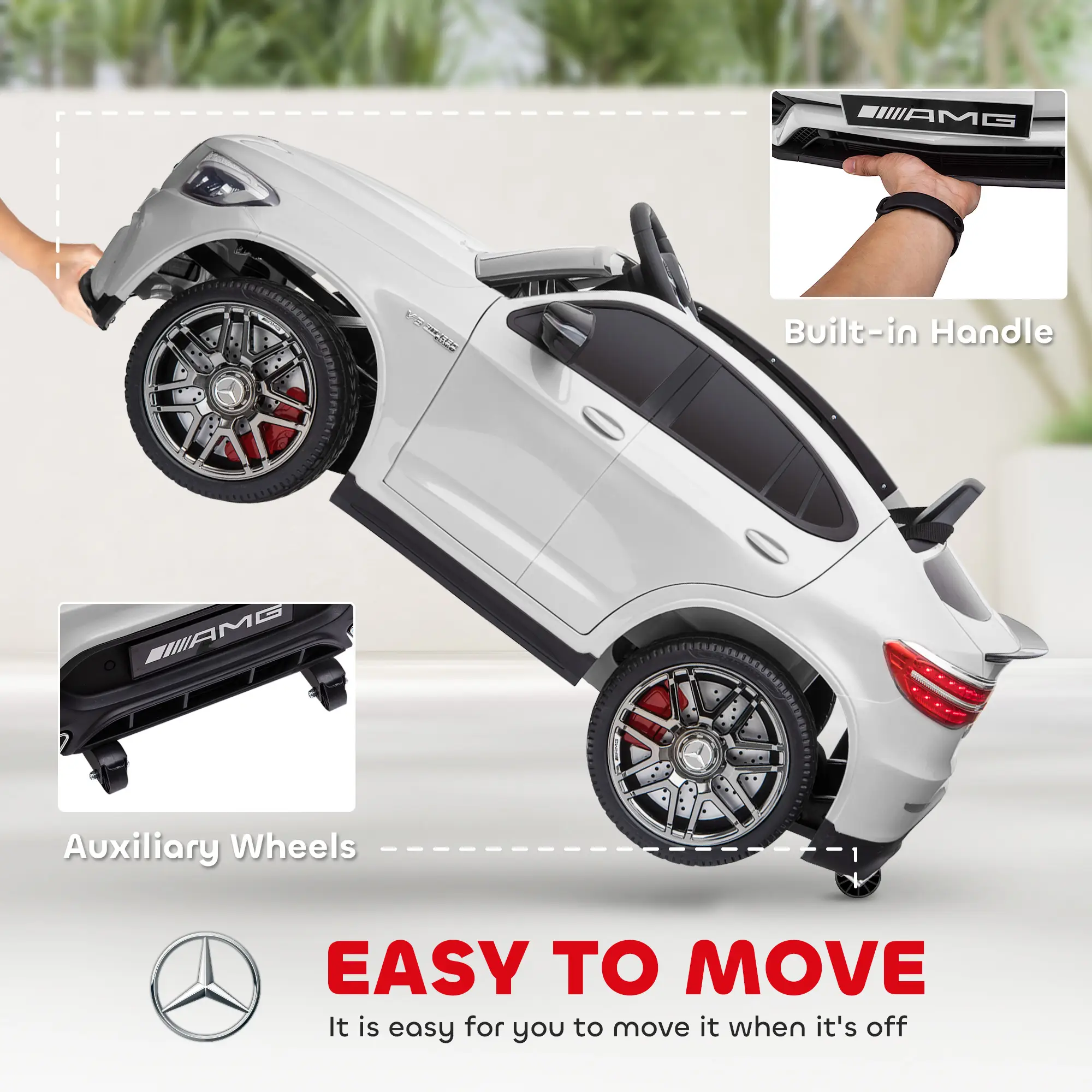 12V Toddler Ride On Car with Remote Control, Mercedes Benz AMG GLC63S Coupe, Electric Car with 2 Speed, MP3 Player, Light, Horn, Songs, Suspension, White