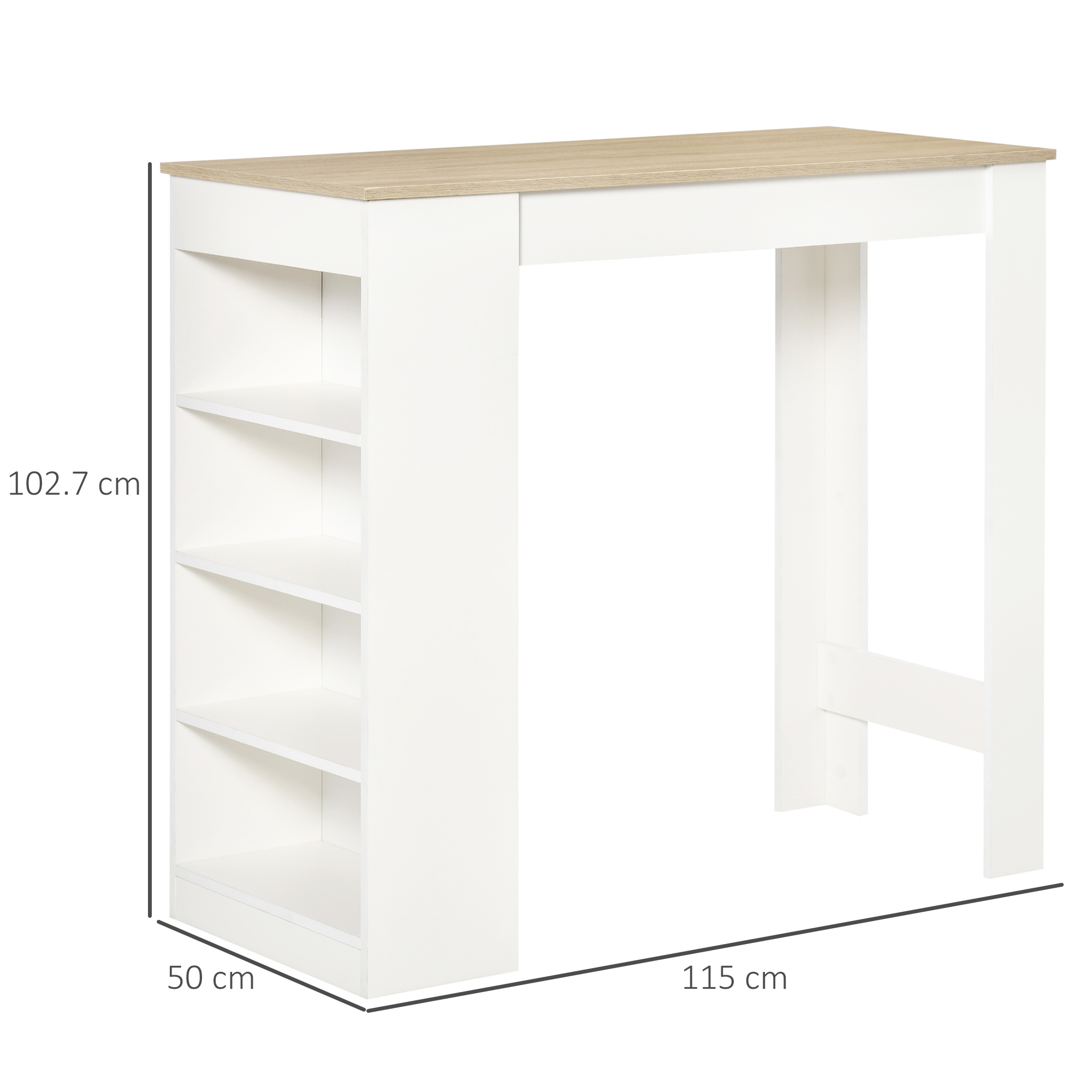 Bar Table, Dining With 4-Tier Storage Shelf For Breakfast Kitchen, Room, Living — image 3