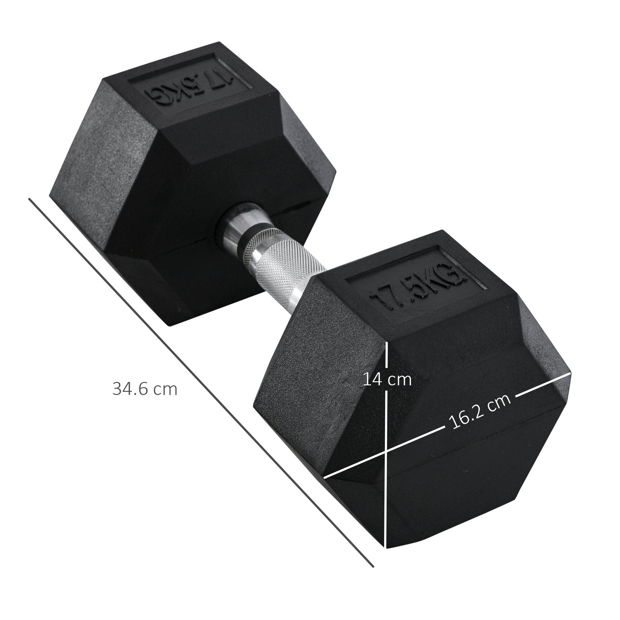 Haltère hexagonal en caoutchouc 2x17.5kg, poids à main portables – Image 4