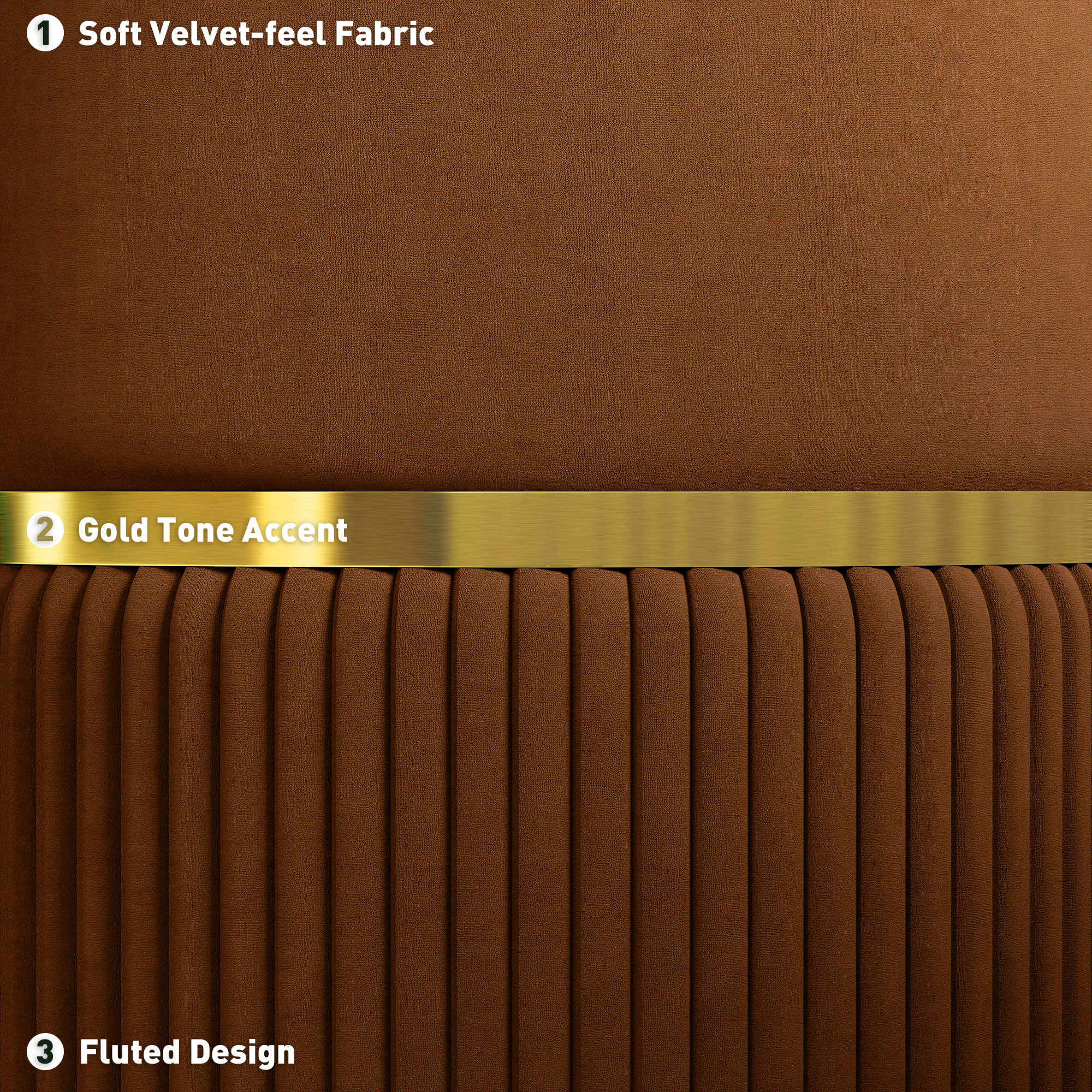 Velvet-Feel Storage Ottoman - Brown — image 3