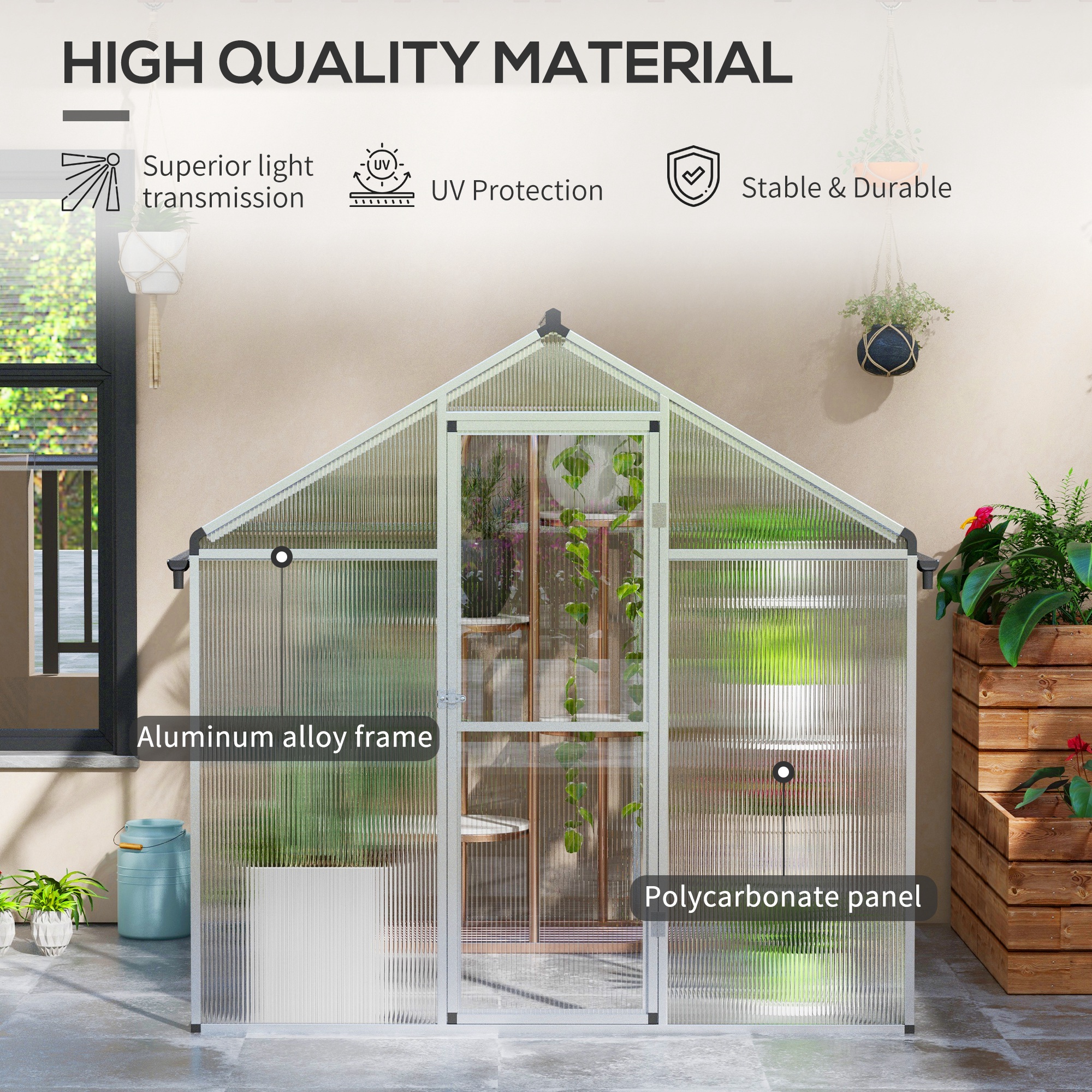 6 X 6ft Aluminium Frame Greenhouse