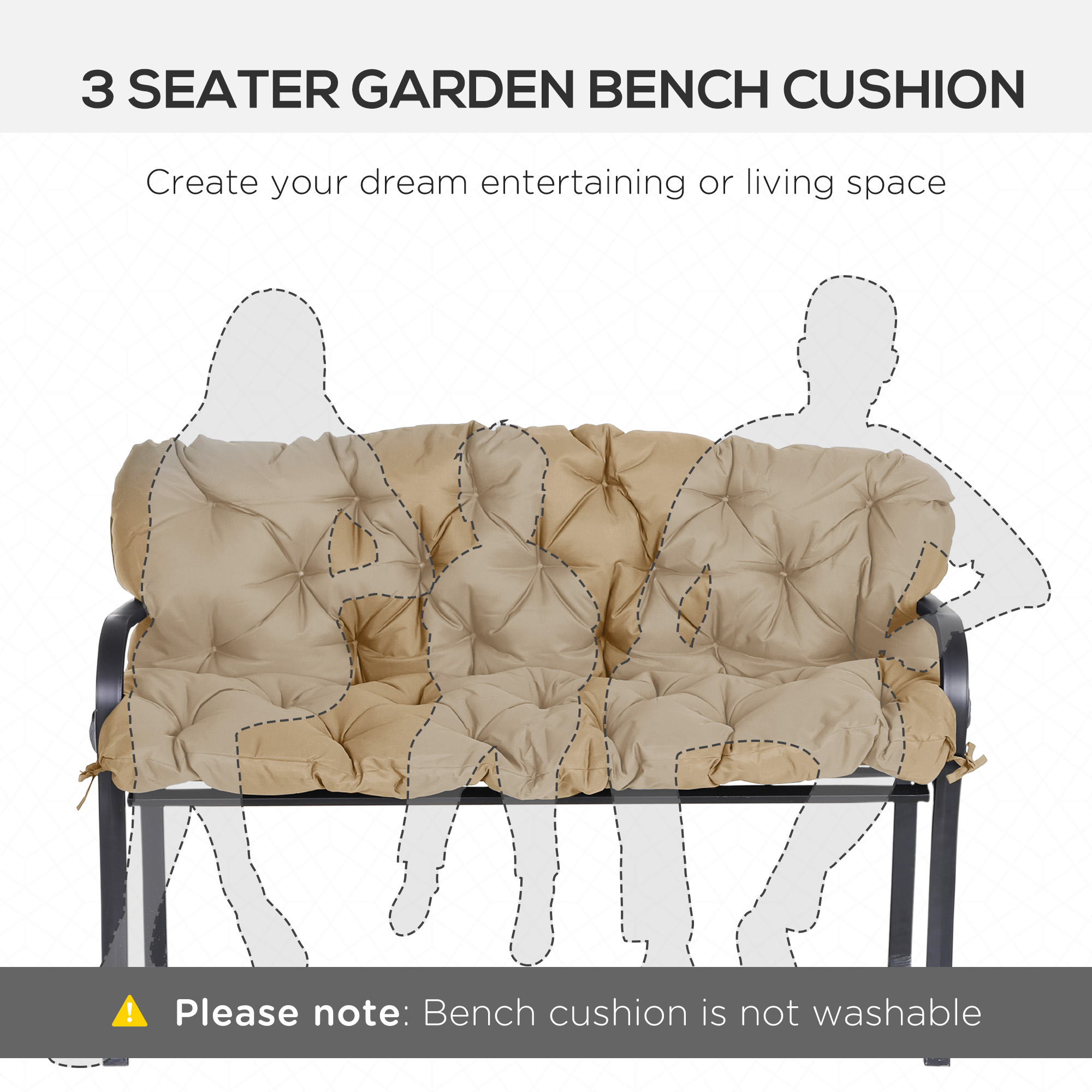 59" x 38" Tufted Bench Cushion for Outdoor Furniture, 3-Seater Replacement for Swing Chair, Patio… image 6