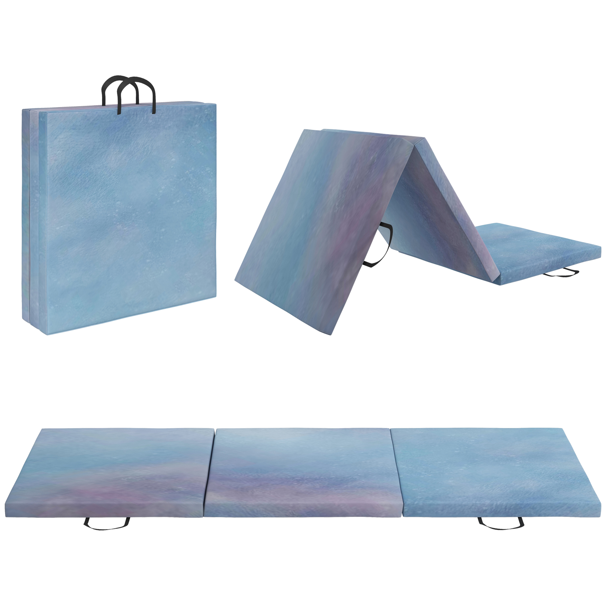 6FT Foldable Gymnastics Mat, Tri-Fold 2 Thick Crash With Carry Strap Handles — image 3