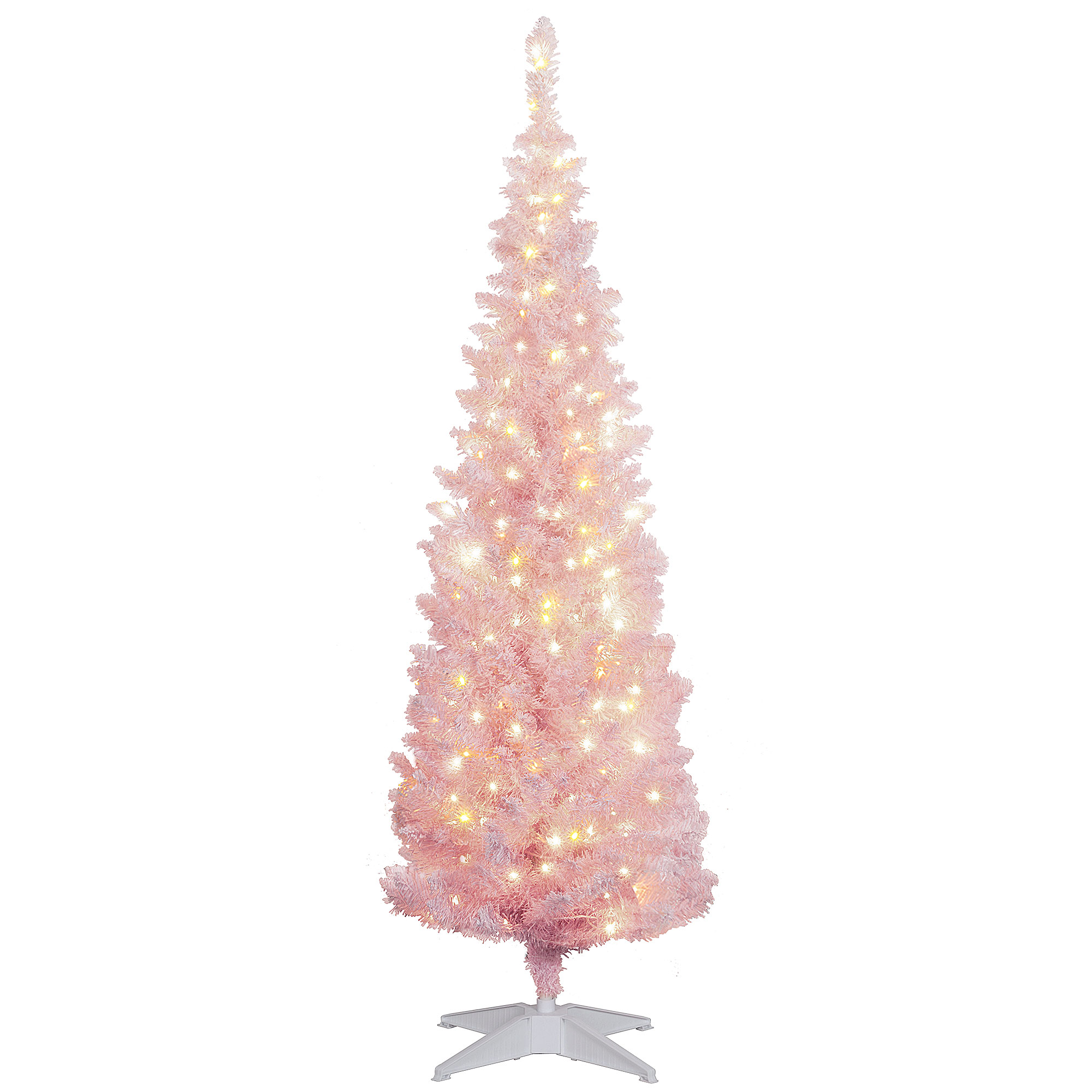 5ft Pencil Christmas Tree, Slim Artificial Christmas Tree with Snow Flocked Branches and Warm White LED…