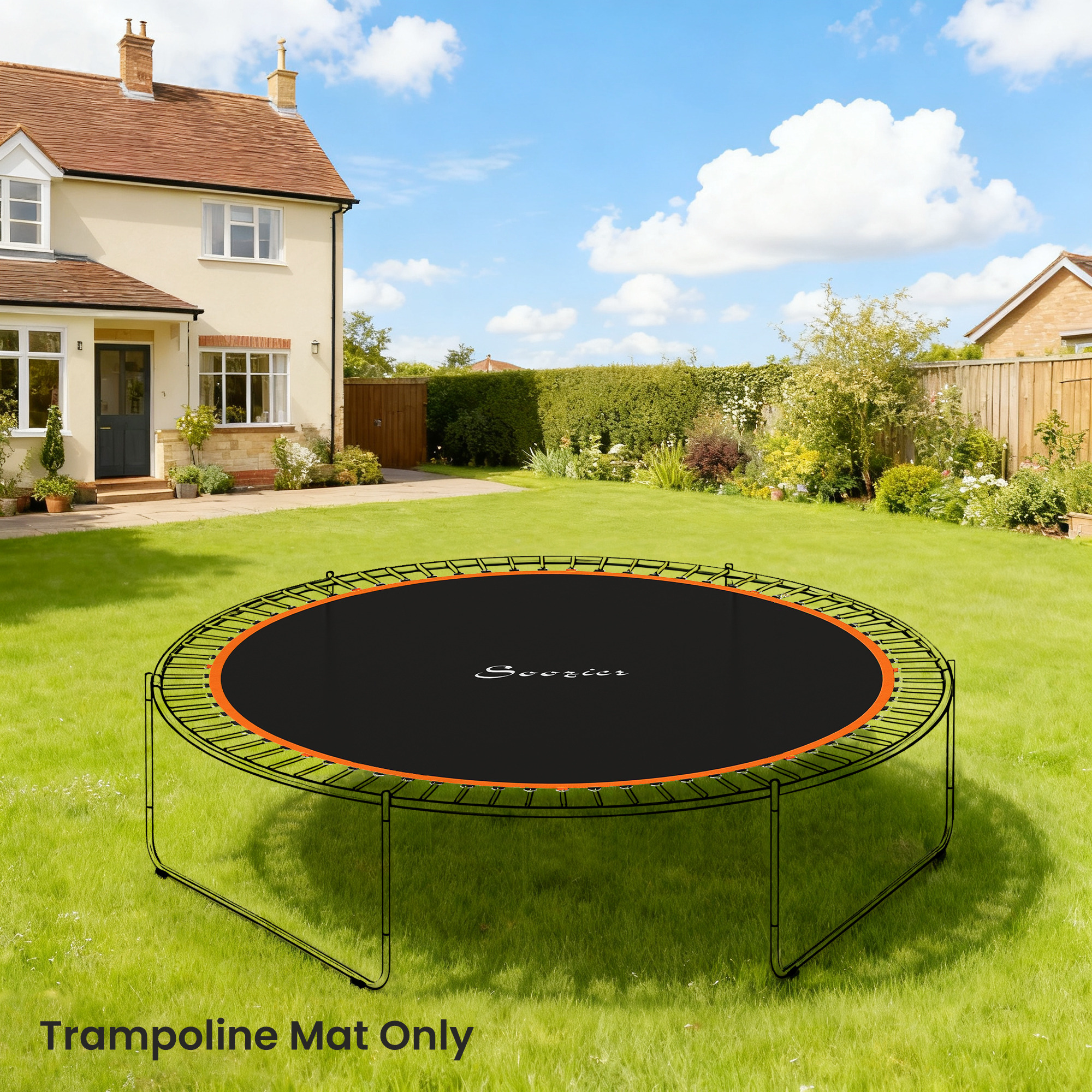 Trampoline Replacement Mat, Fits 12 Trampoline w/ 72 V-Hooks & 5.5" Springs (Spring & Frame not Included), Orange