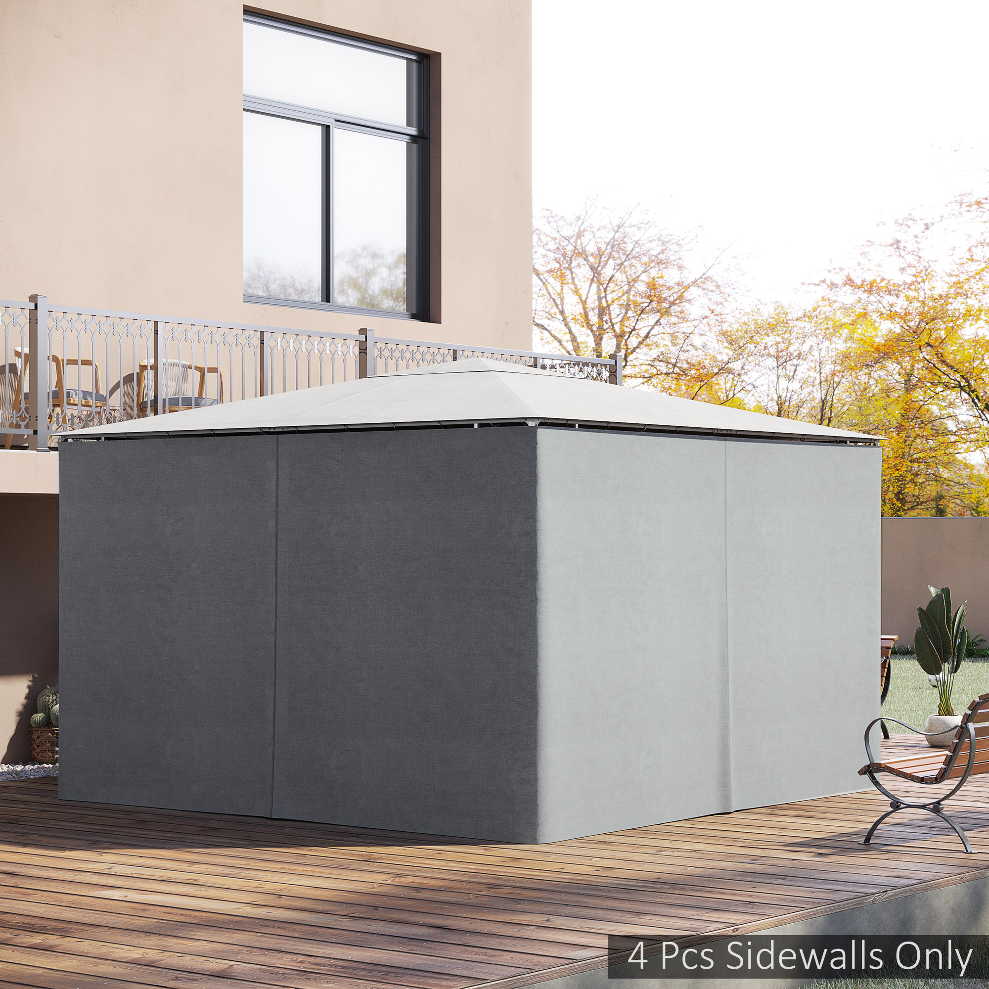 9.84 x 13.1 Gazebo Sidewall Set with Hooks/C-Rings, Light Gray
