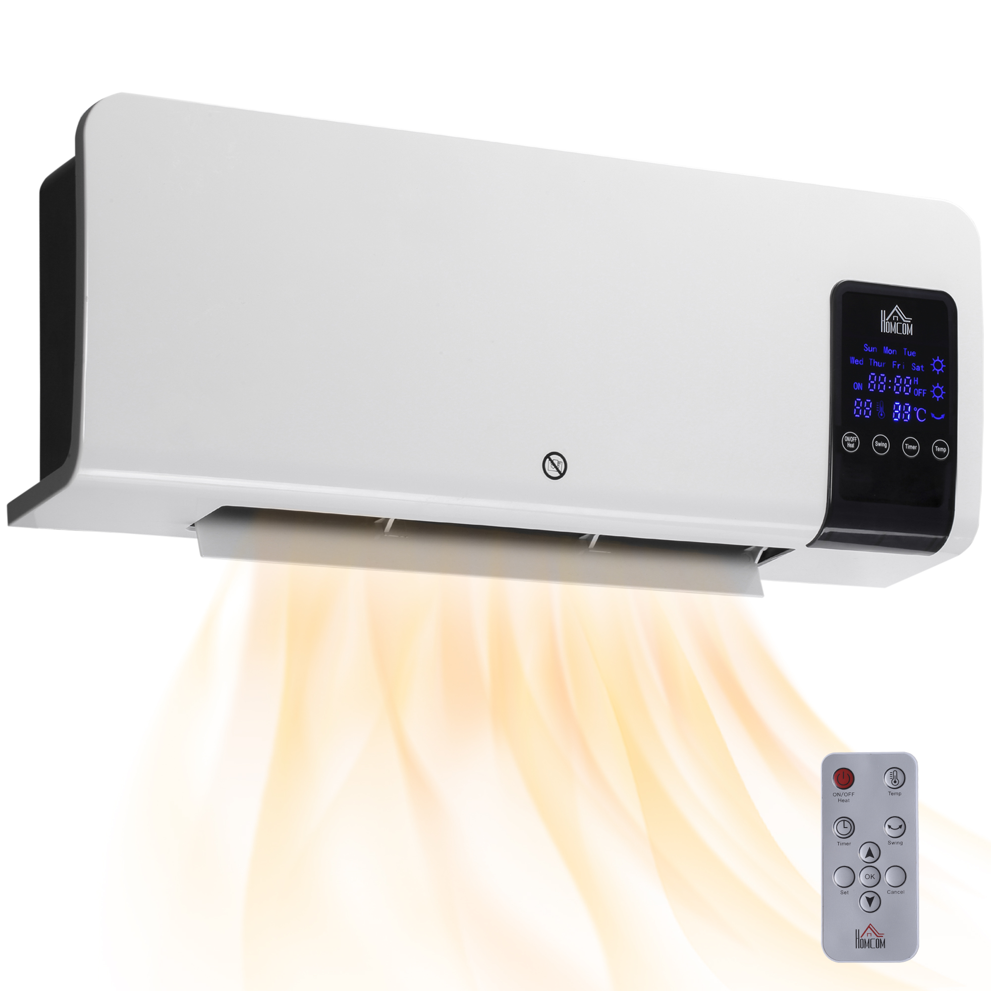 2000W Wall-Mounted Heater, 18-45 Temperature, White — image 5