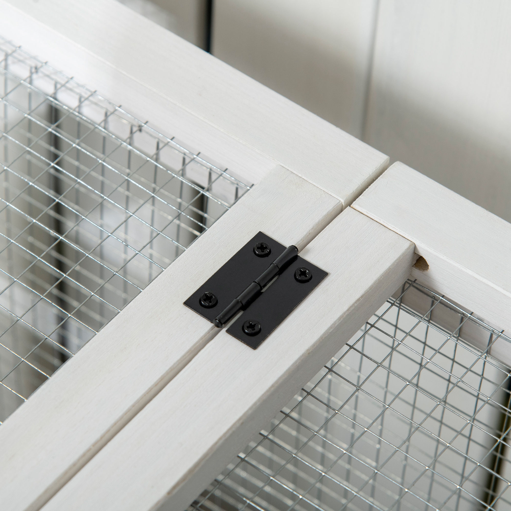  Wooden Rabbit Hutch with Wheels, Run, Slide-out Tray for Small Animals, Guinea Pig, Yellow