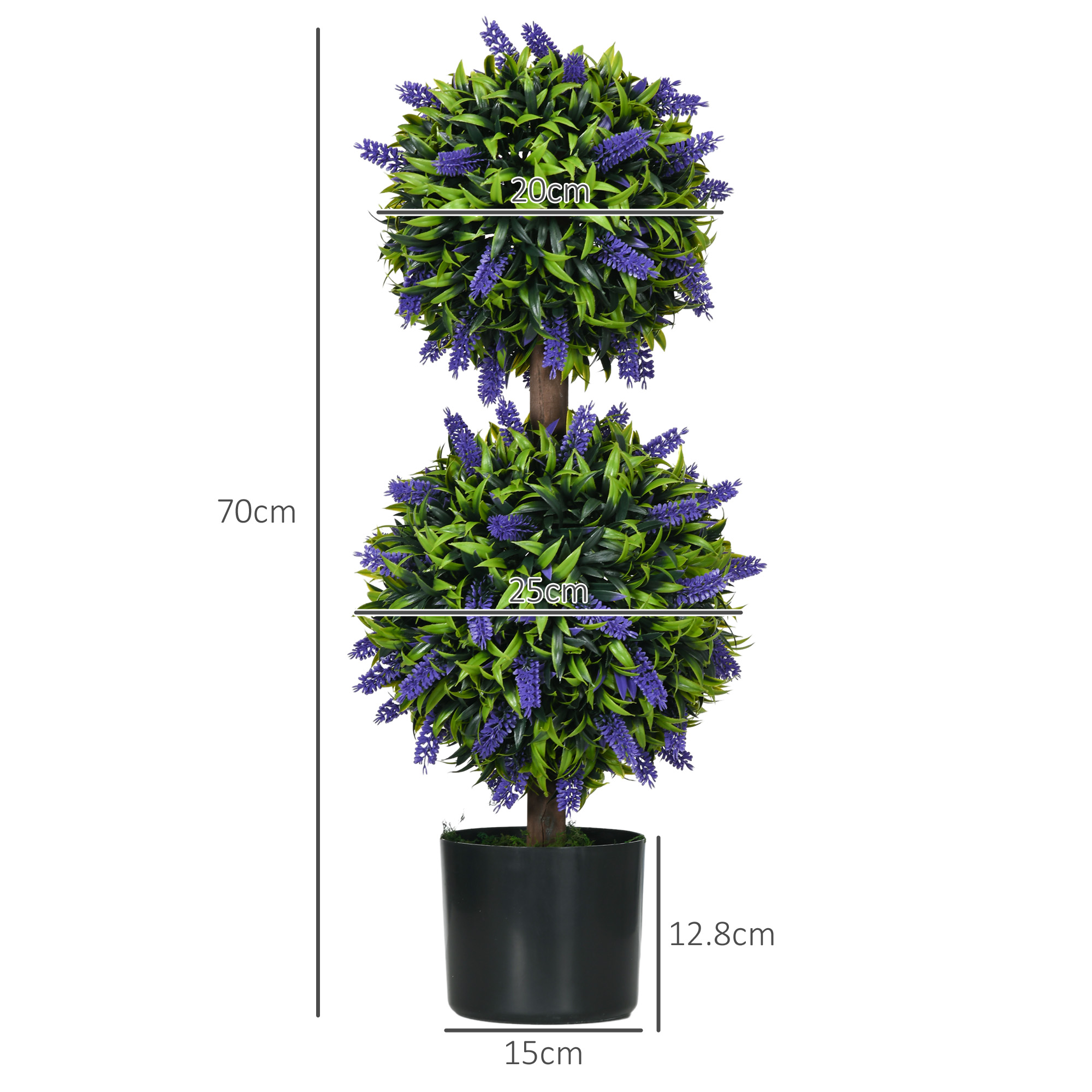 Set Of 2 Artificial Plants, Lavender Flowers Ball Trees With Pot, For Home — image 4