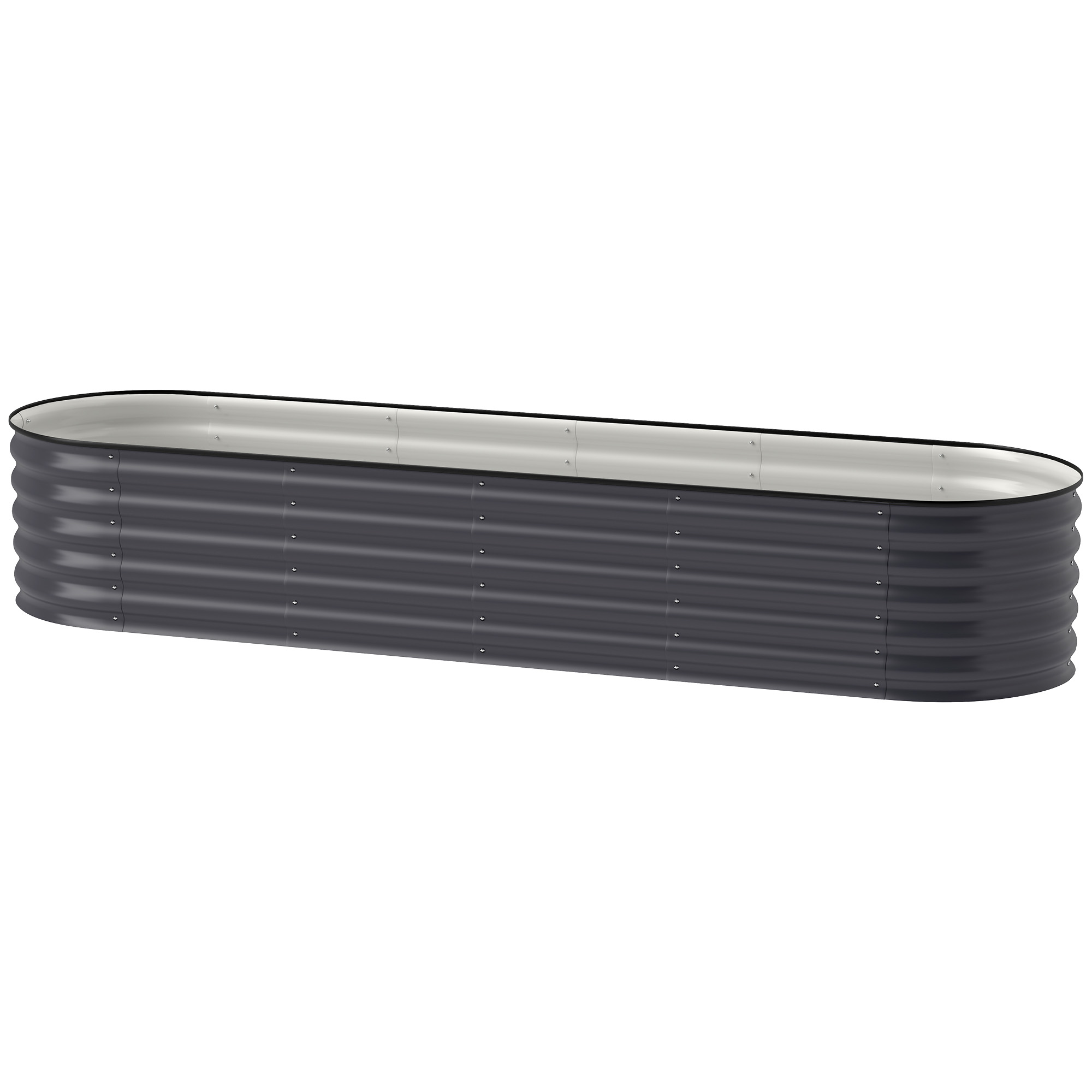7.9 x 2 x 1.4 Galvanized Raised Garden Bed Kit, Metal Planter Box with Safety Edging, Dark Gray