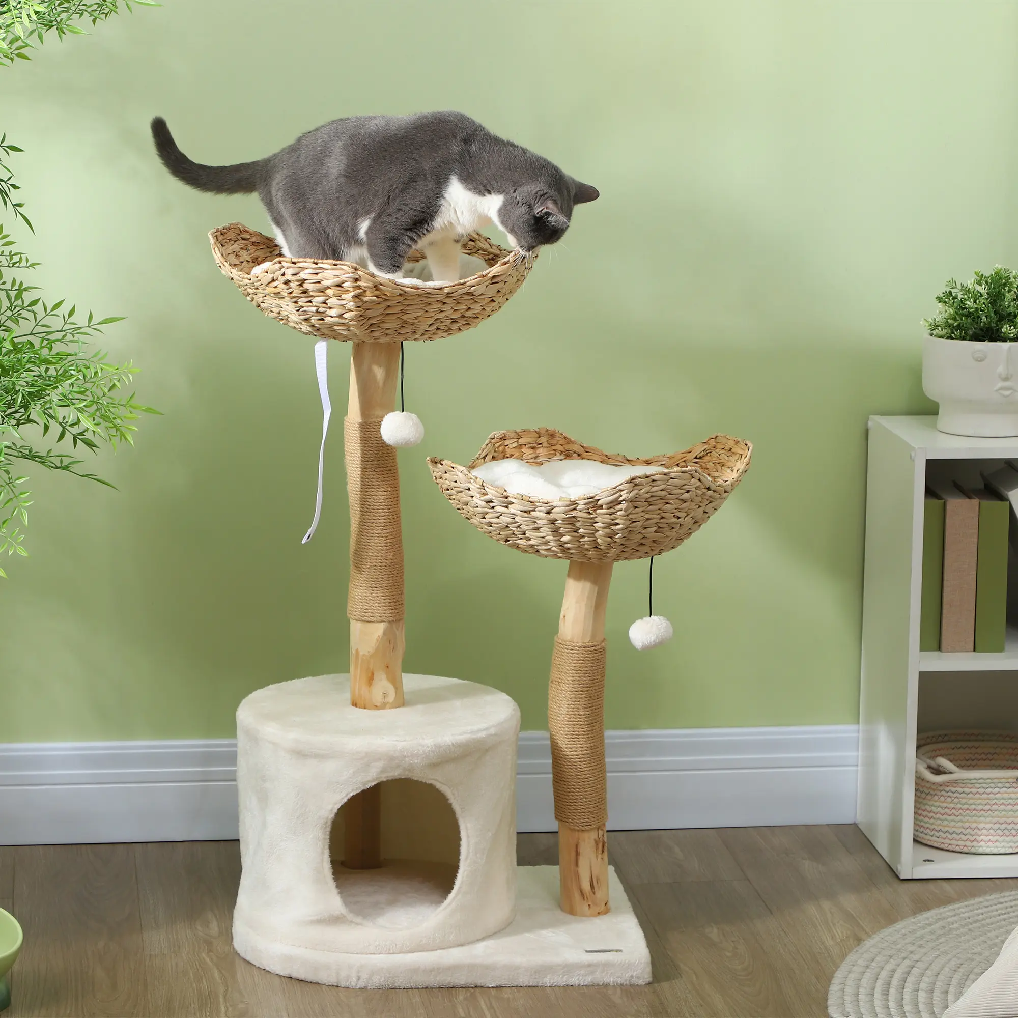 37 Inch Modern Cat Tree w Wooden