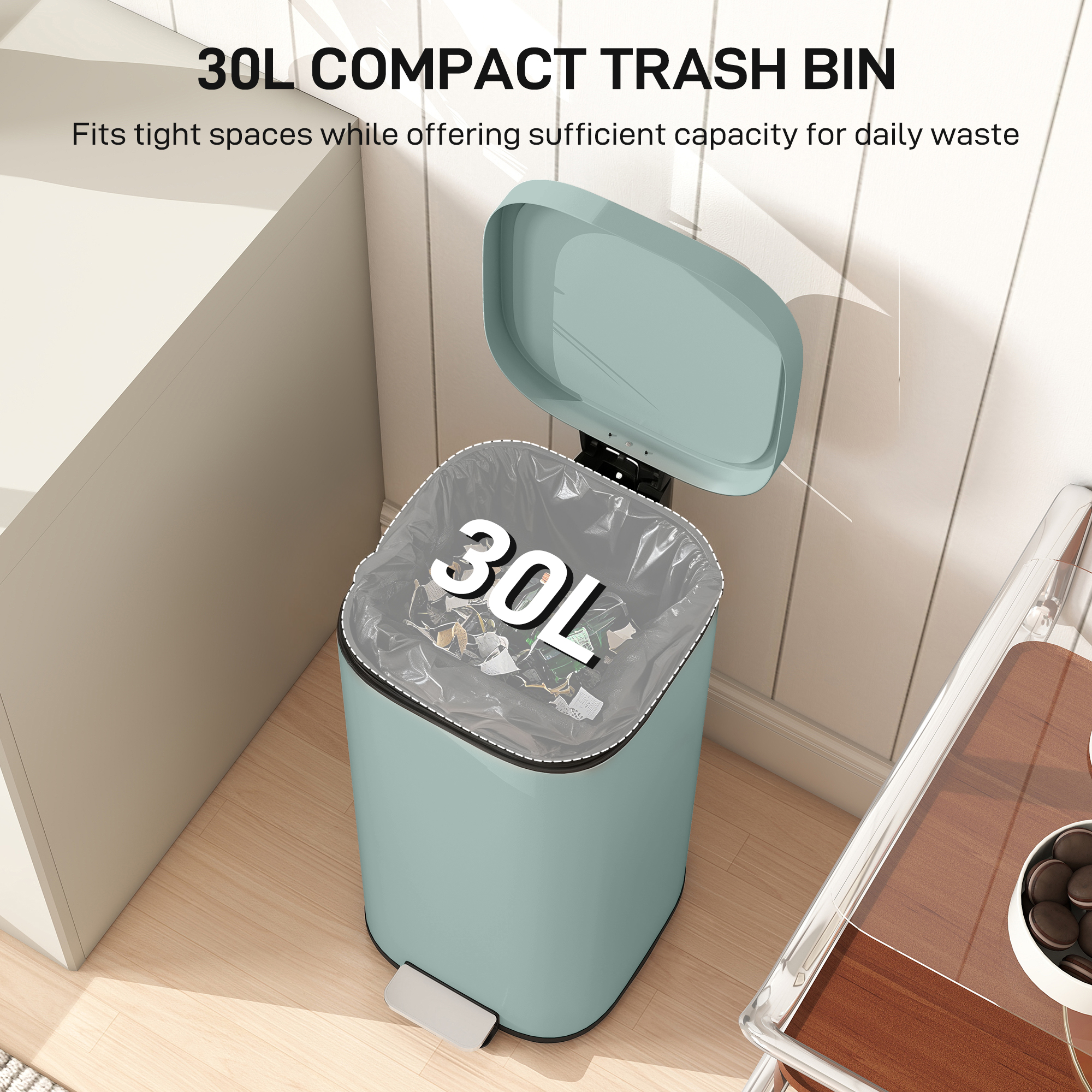 30L Kitchen Bin, Compact Pedal With Soft-Close And Stay-Open Lid, Removable — image 5