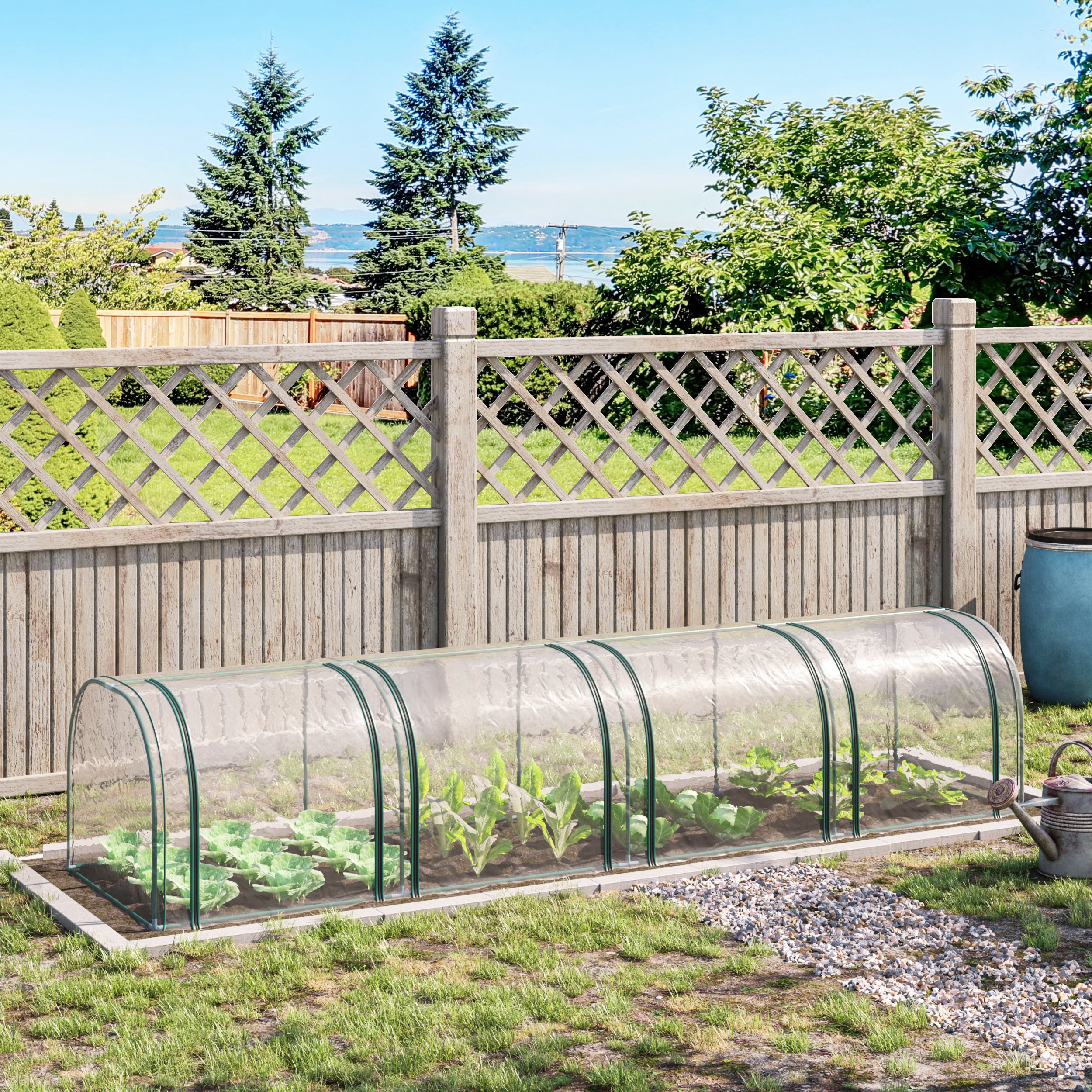  13' L x 3' W x 2.5' H Portable Tunneled Greenhouse with 4 Zippered Doors, Water/UV Fighting PVC Cover - Image 1
