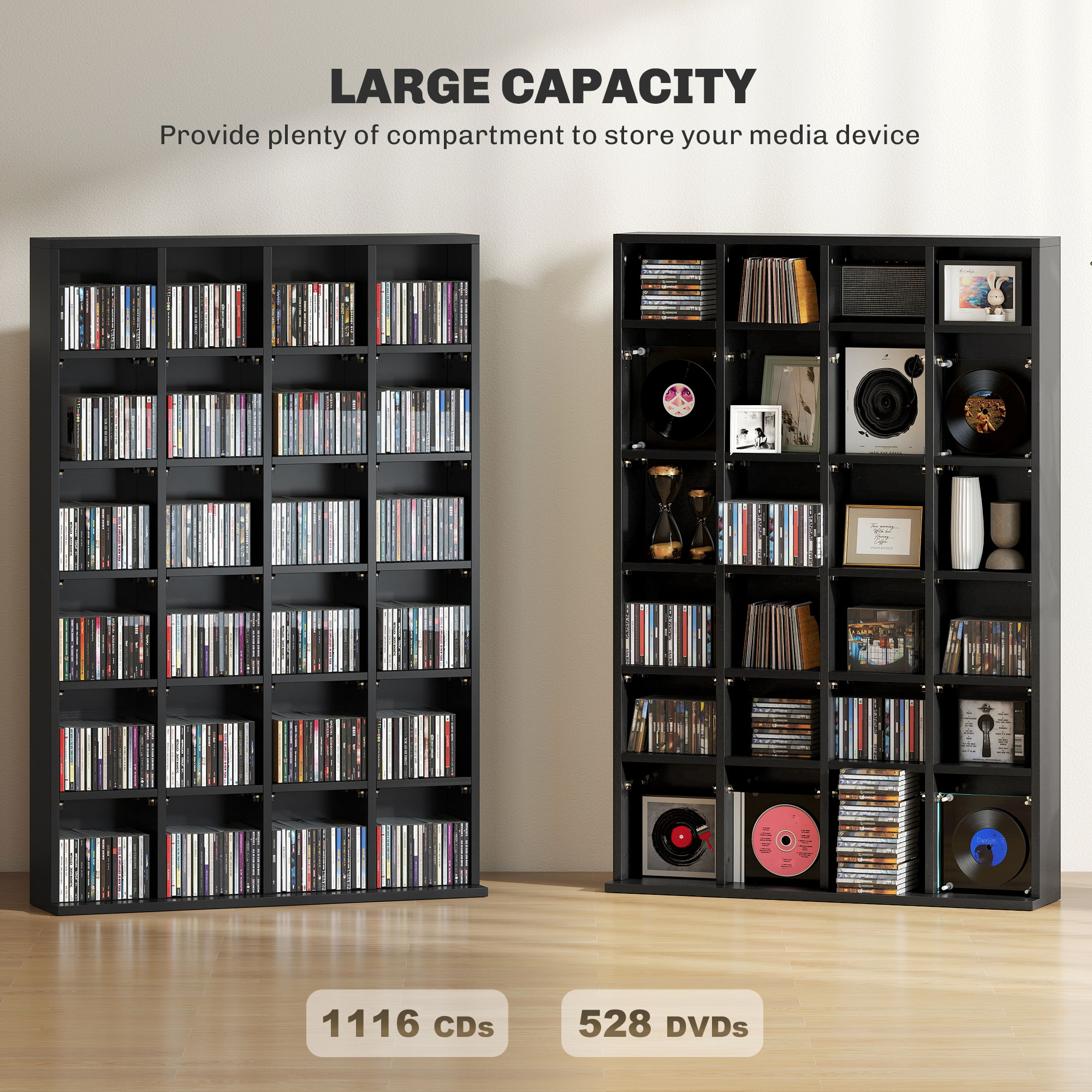 CD Storage Unit With Adjustable Shelves, 89 X 130.5 Cm, Black — image 3