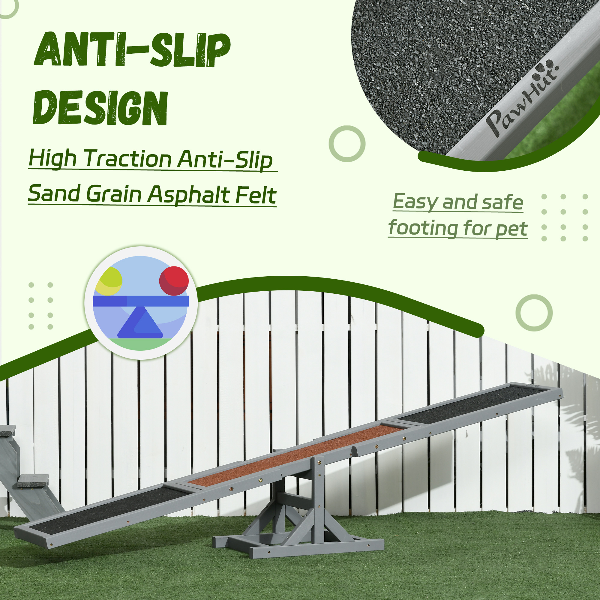  Wooden Dog Agility Seesaw for Training and Exercise, Gray