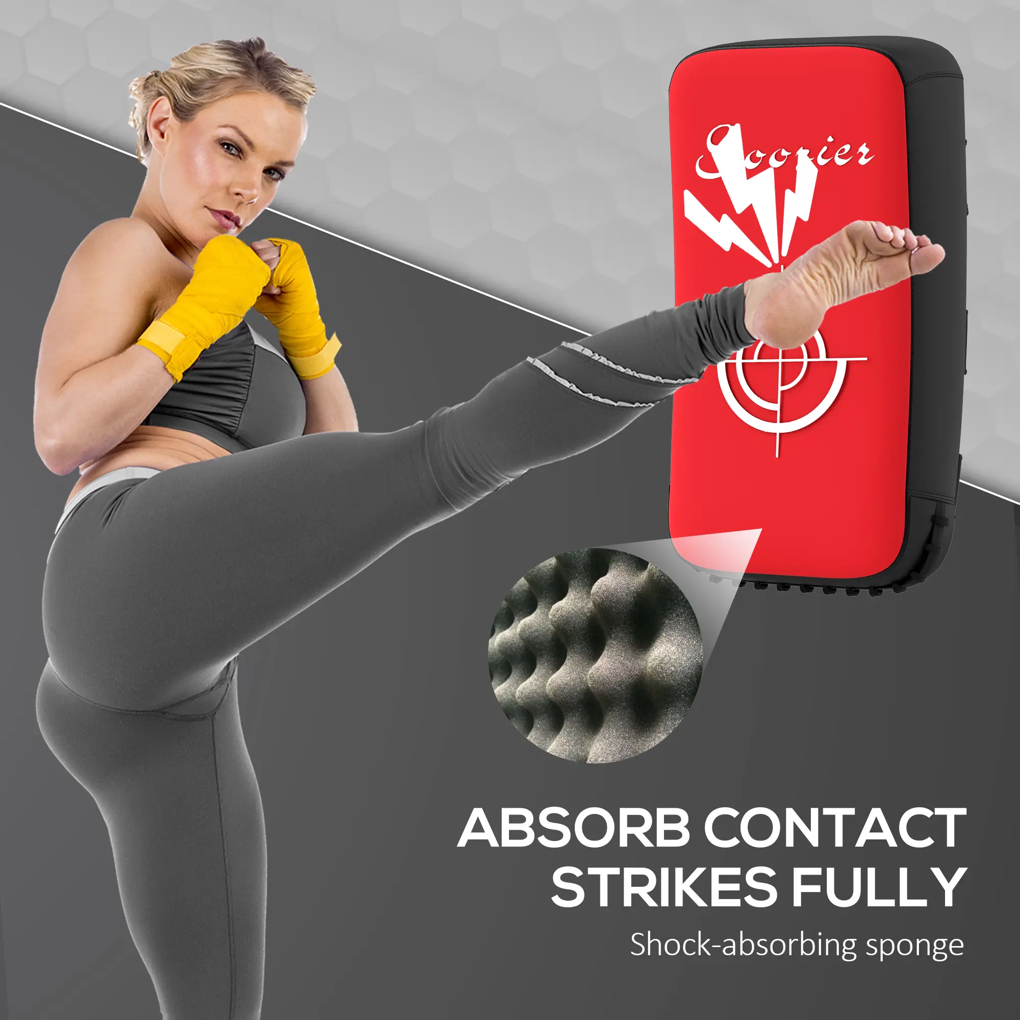 16.5 in Muay Thai Kick Shield Punching Pad, Kick Shield for Martial Arts, Karate, Kickboxing, MMA x 1 Unit, Red