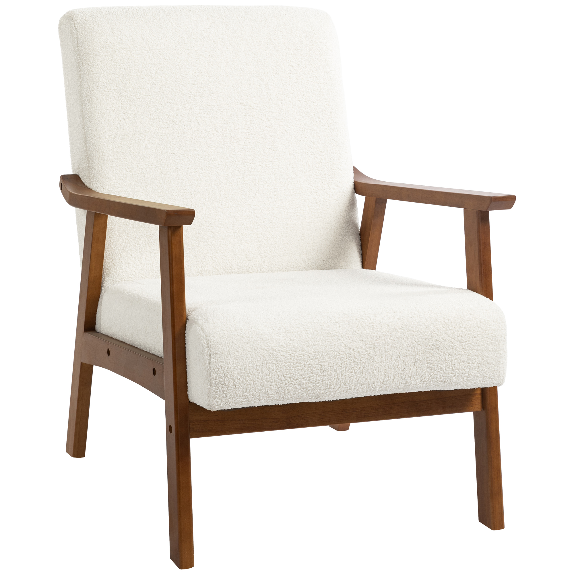 Boucle Seat Mid Century Accent Chair - White — image 2