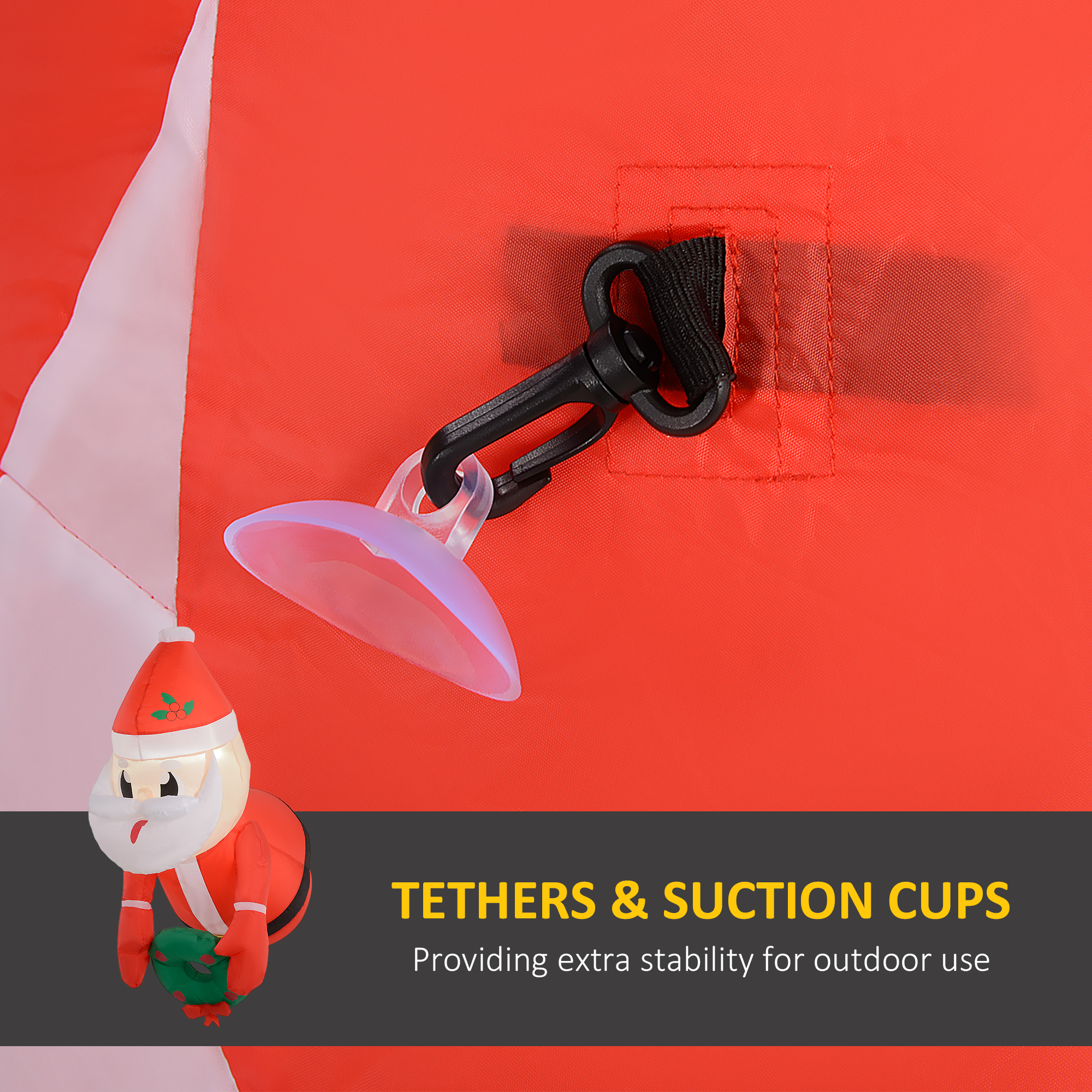  3.4' Inflatable Santa Claus Holding Wreath w/ LED Lights, Blow-Up Outdoor Hanging Display for Garden Party