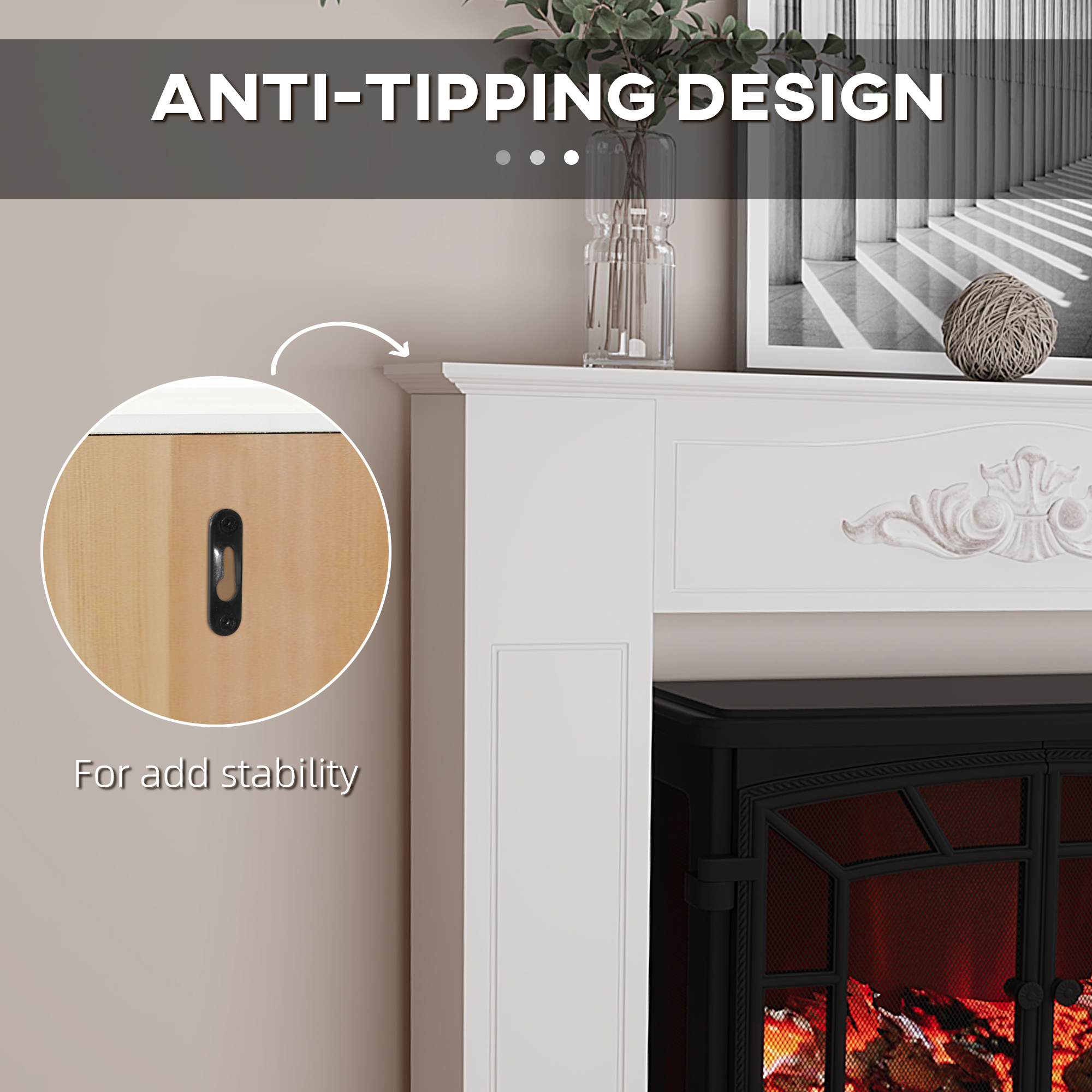 Freestanding Fireplace Surround, Modern Fireplace Mantel with Leg for Electric Fireplaces, 44.7" W x 40"… image 5