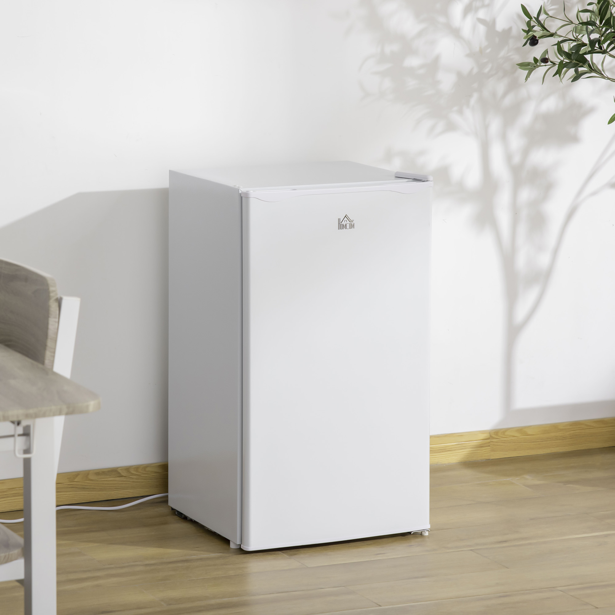  Mini Fridge with Freezer, 3.2Cu.Ft Compact Refrigerator with Adjustable Shelf, Mechanical Thermostat and Reversible Door for Bedroom, Dorm, White