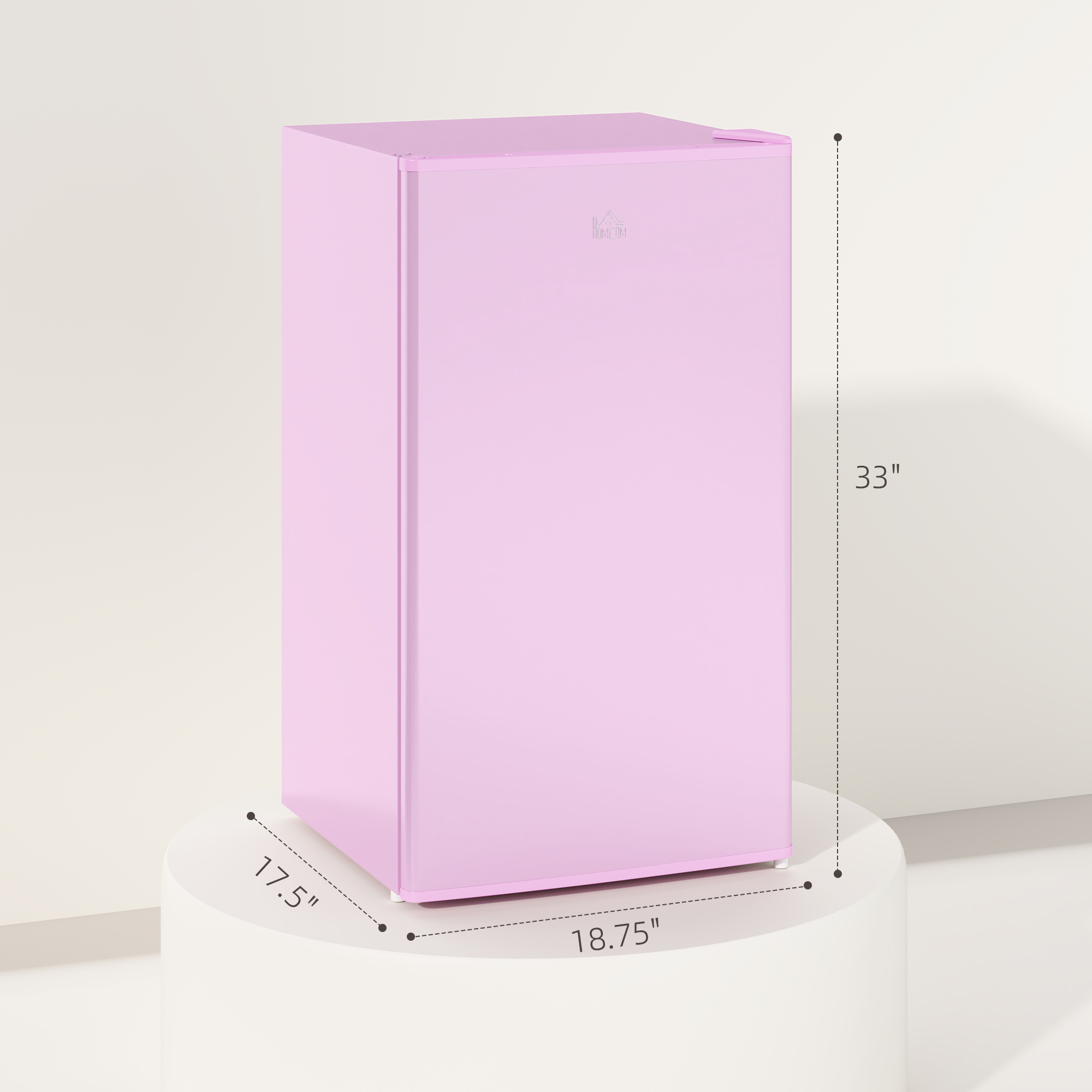  3.2 Cu.Ft Mini Fridge with Freezer, Single Door Compact Refrigerator with Adjustable Thermostat, Reversible Door, Pink