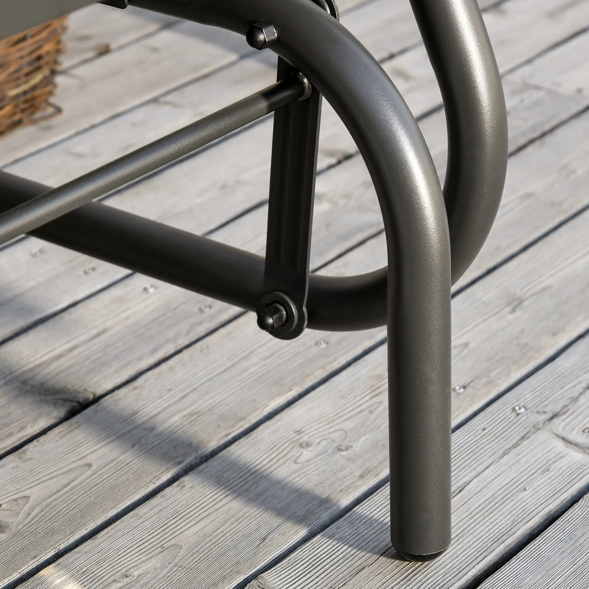 Outdoor Glider Chair, Steel Swing Chai with Curved Armrests for Porch, Garden, Poolside, Balcony, Black