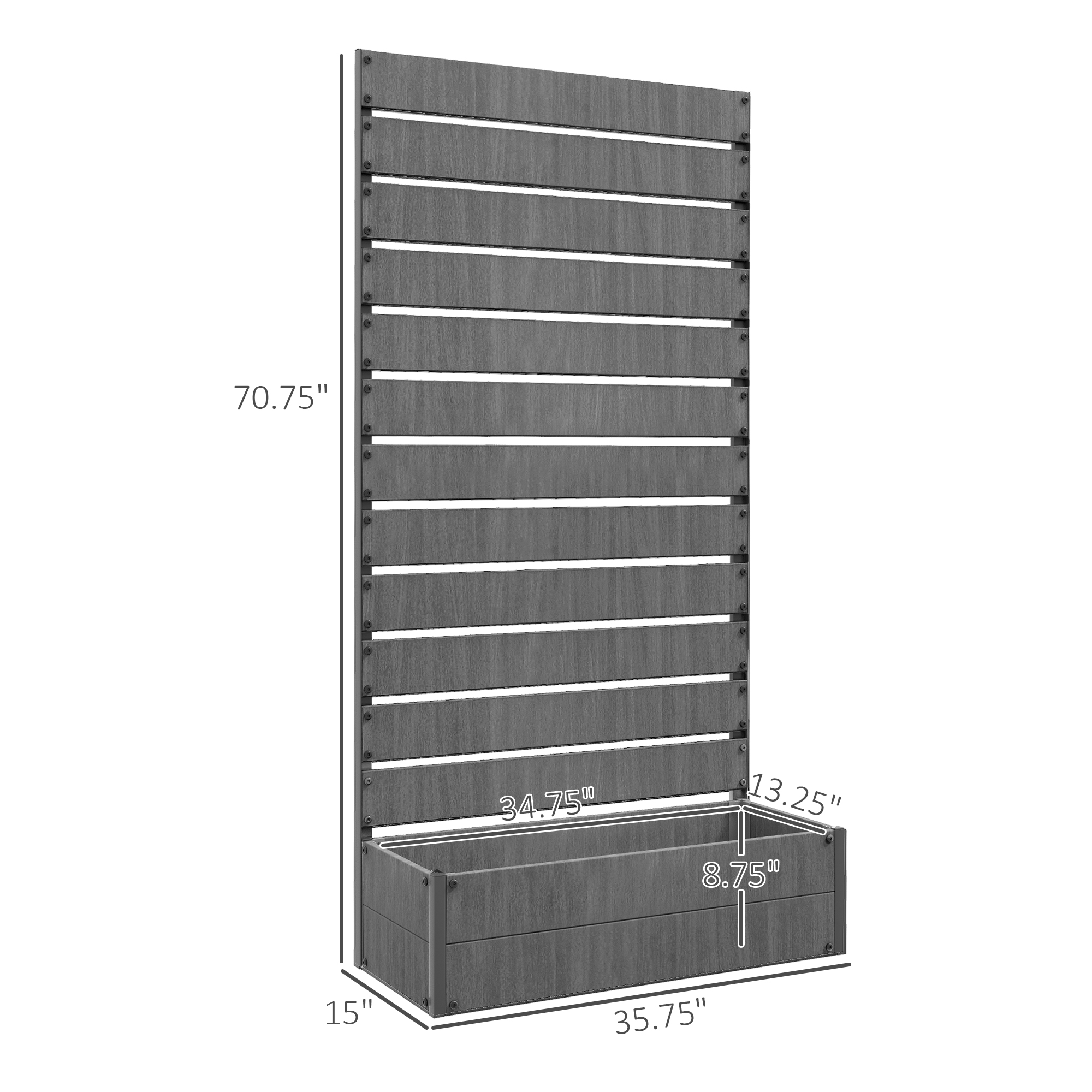 Trellis Planter for Climbing Plants, Raised Garden Bed with Trellis, Planter Box for Outdoor Garden, Dark Gray image 2