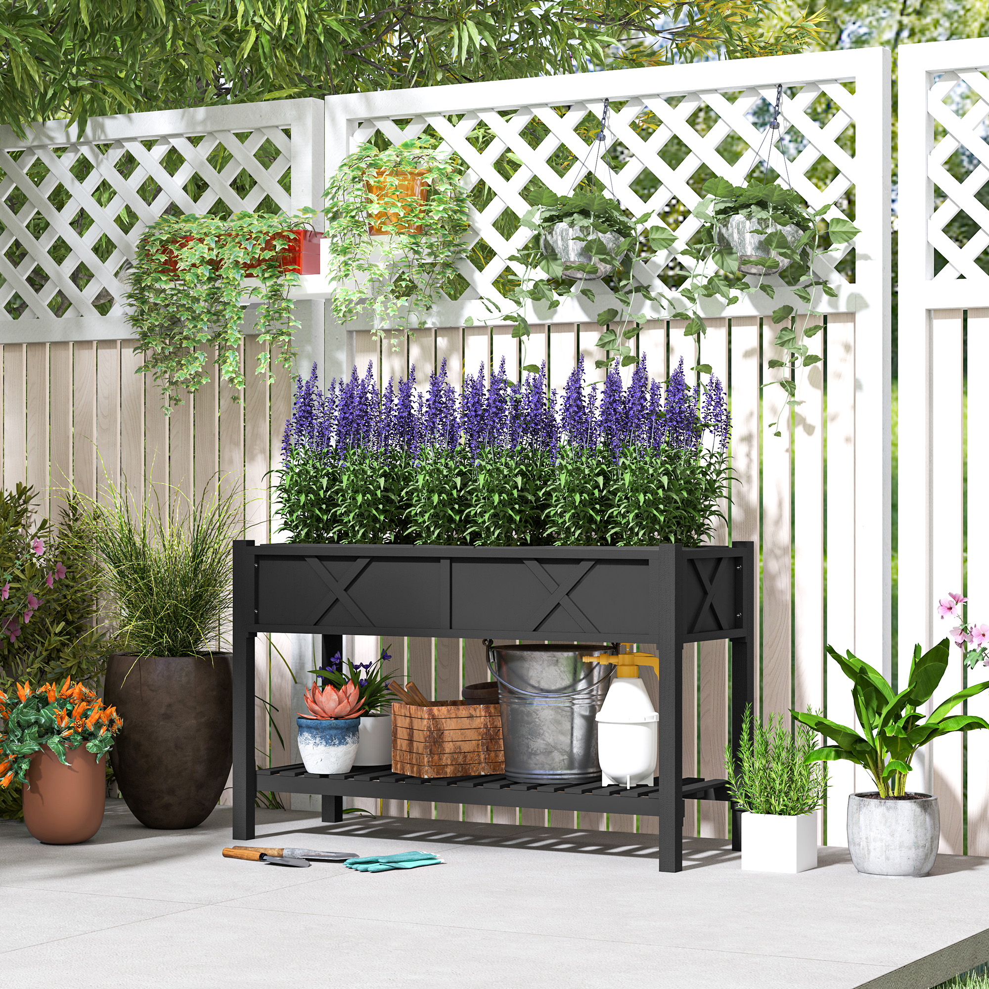Elevated Wood Raised Garden Bed