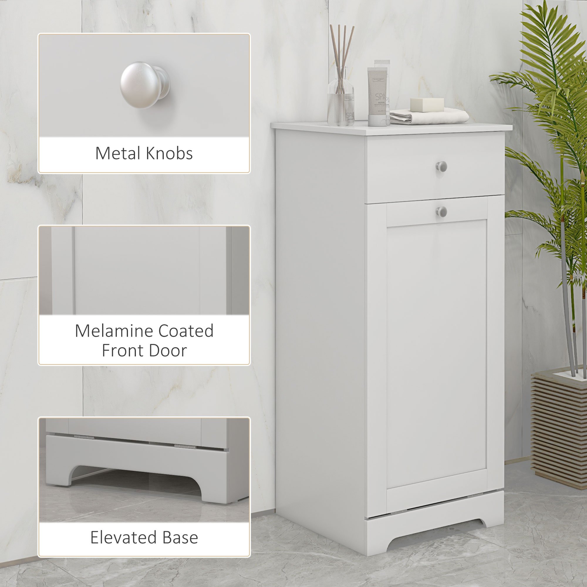 Single Hamper Laundry Storage Cabinet - White — image 3