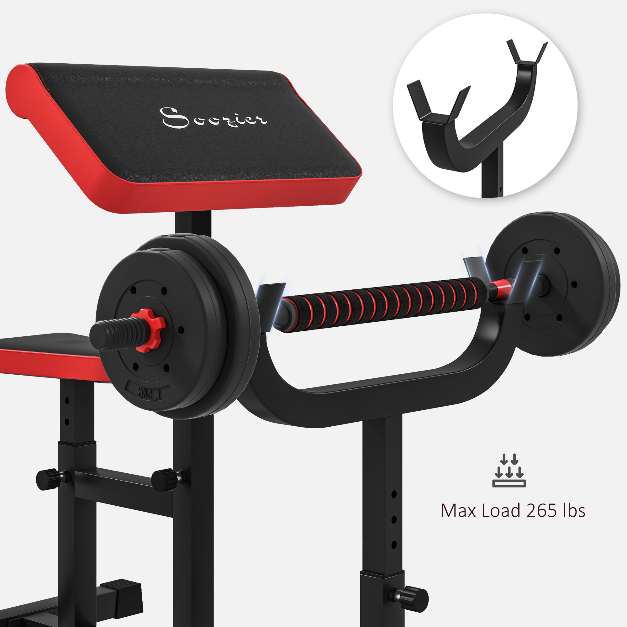 Banc de curl de prédicateur de 265 lb pour l'entraînement de force – Image 4