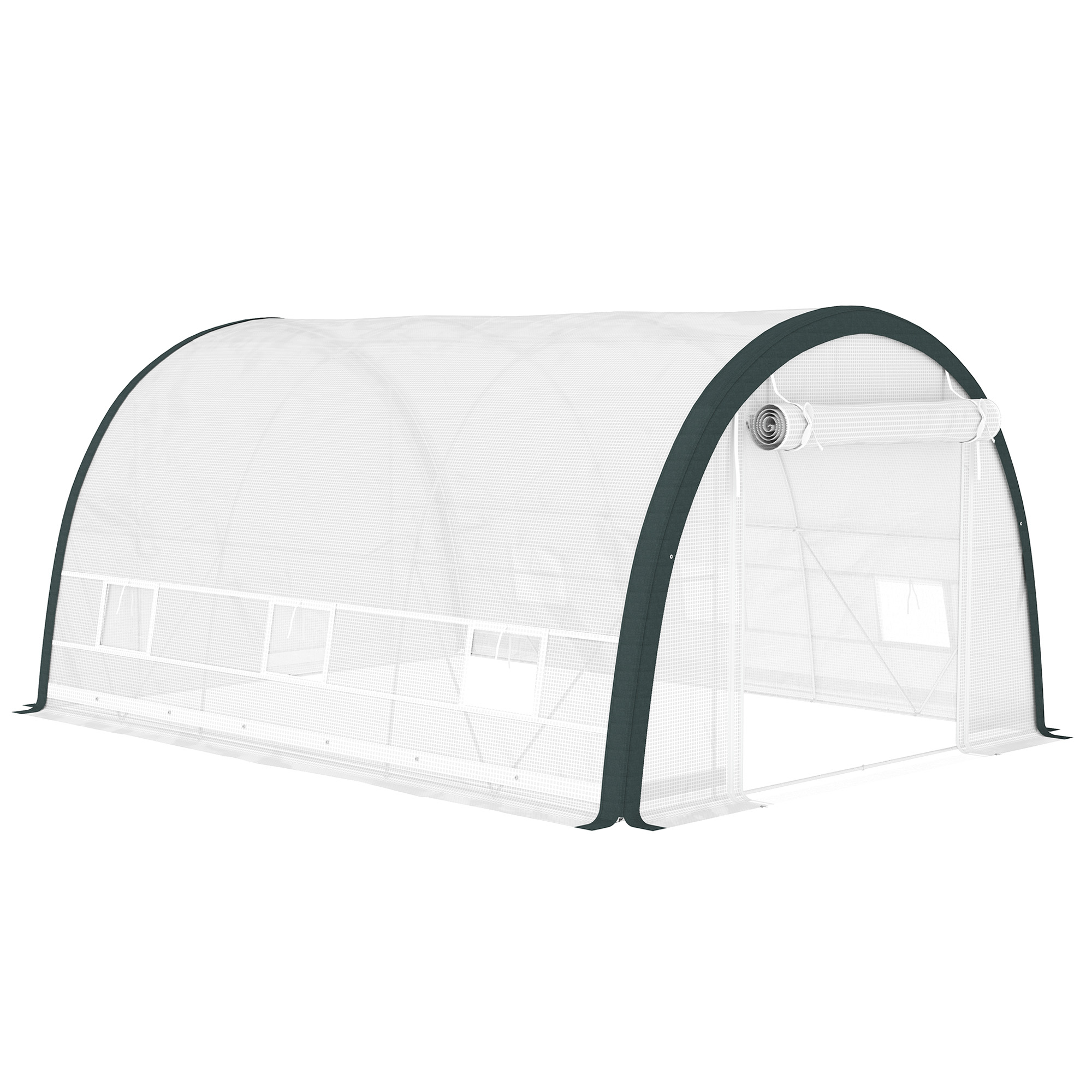 4 X 3(m) Walk-In Tunnel Greenhouse, With Accessories - White - Image 1