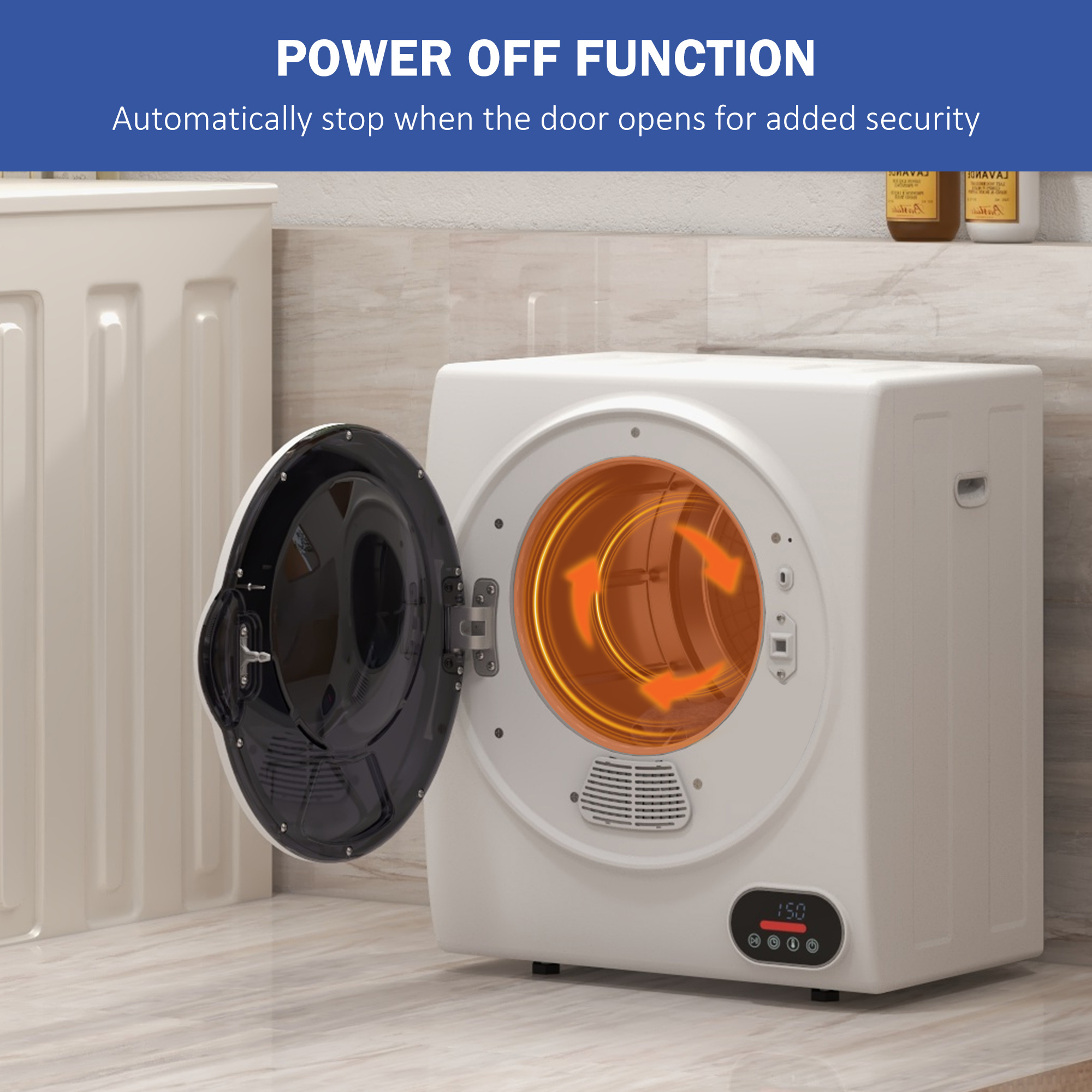  1.5 cu.ft Portable Compact Clothes Laundry Dryer with Intelligent Drying for Apartments Dorms RVs, 850W, White